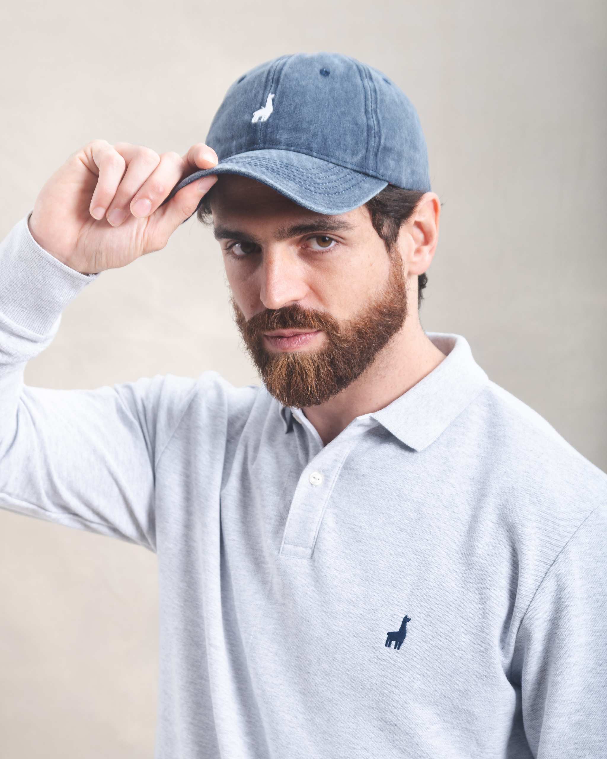 Polo Piqué Manga Larga Gris Melange