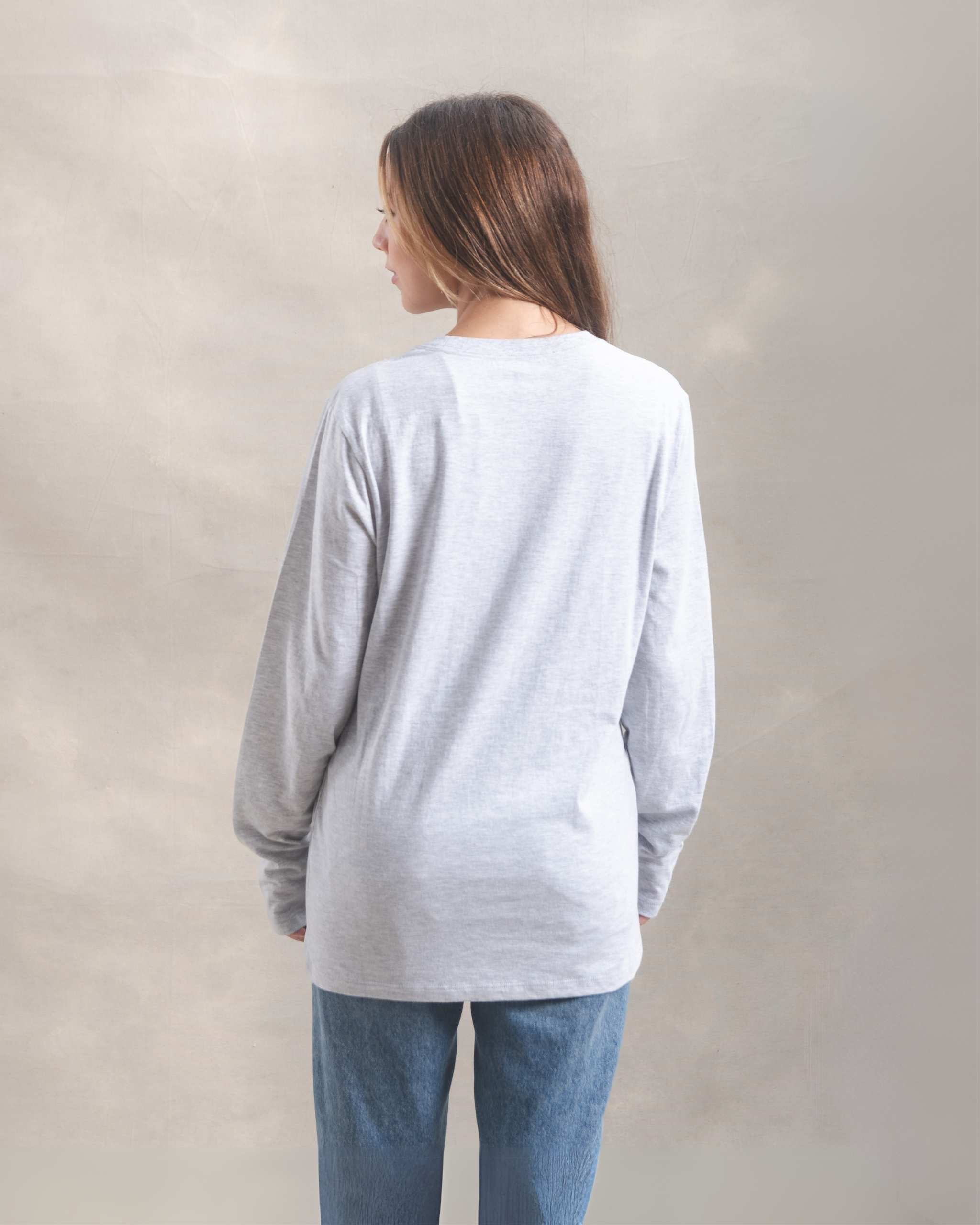 Polo manga larga unisex Gris Melange 100% Soft Pima