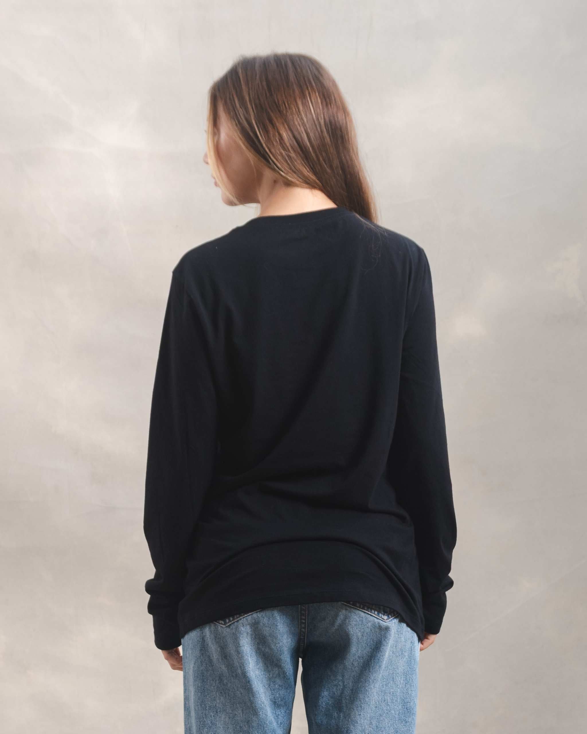 Polo manga larga unisex Negro 100% Soft Pima