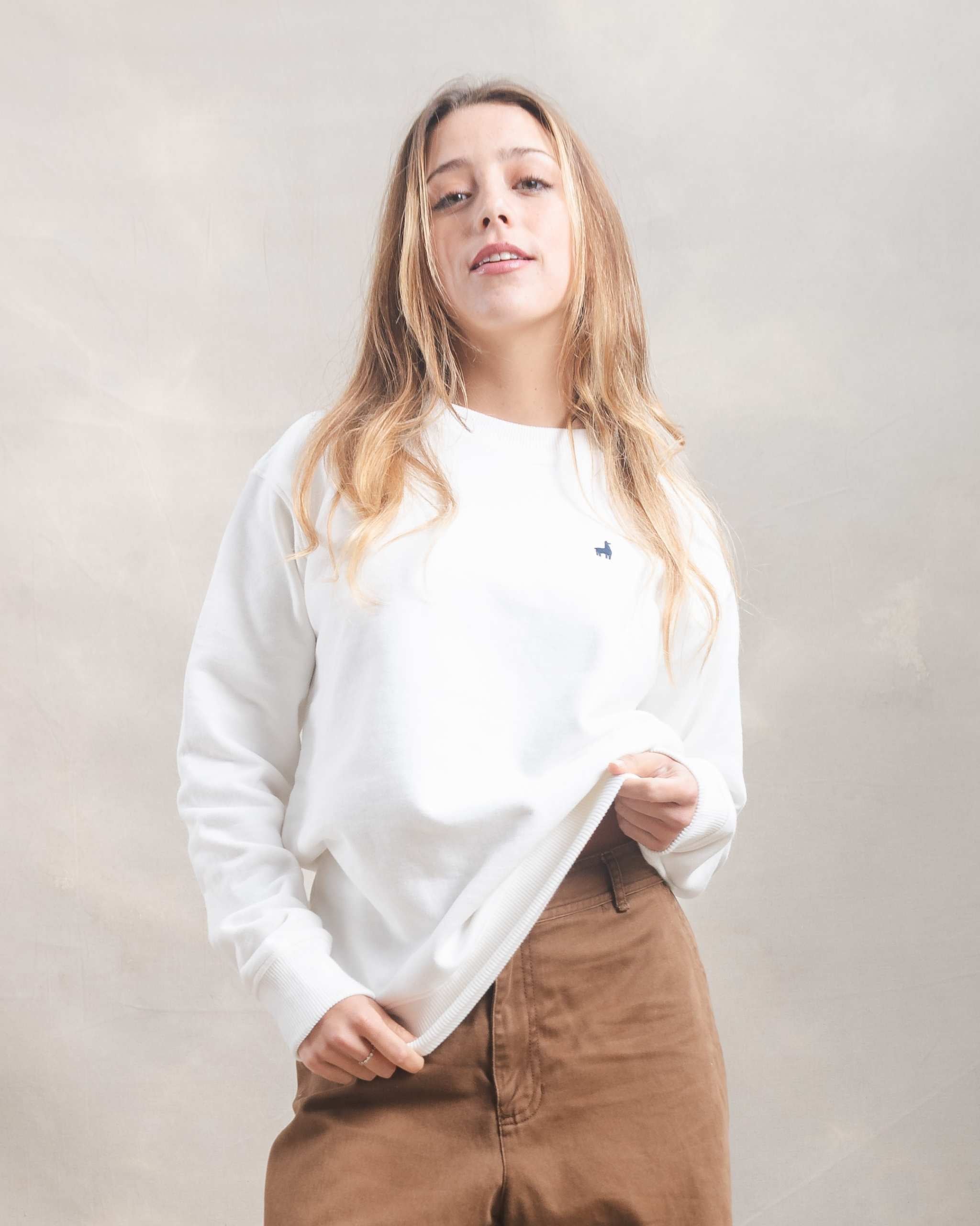 Polera Crewneck Oversize Blanco Marfil