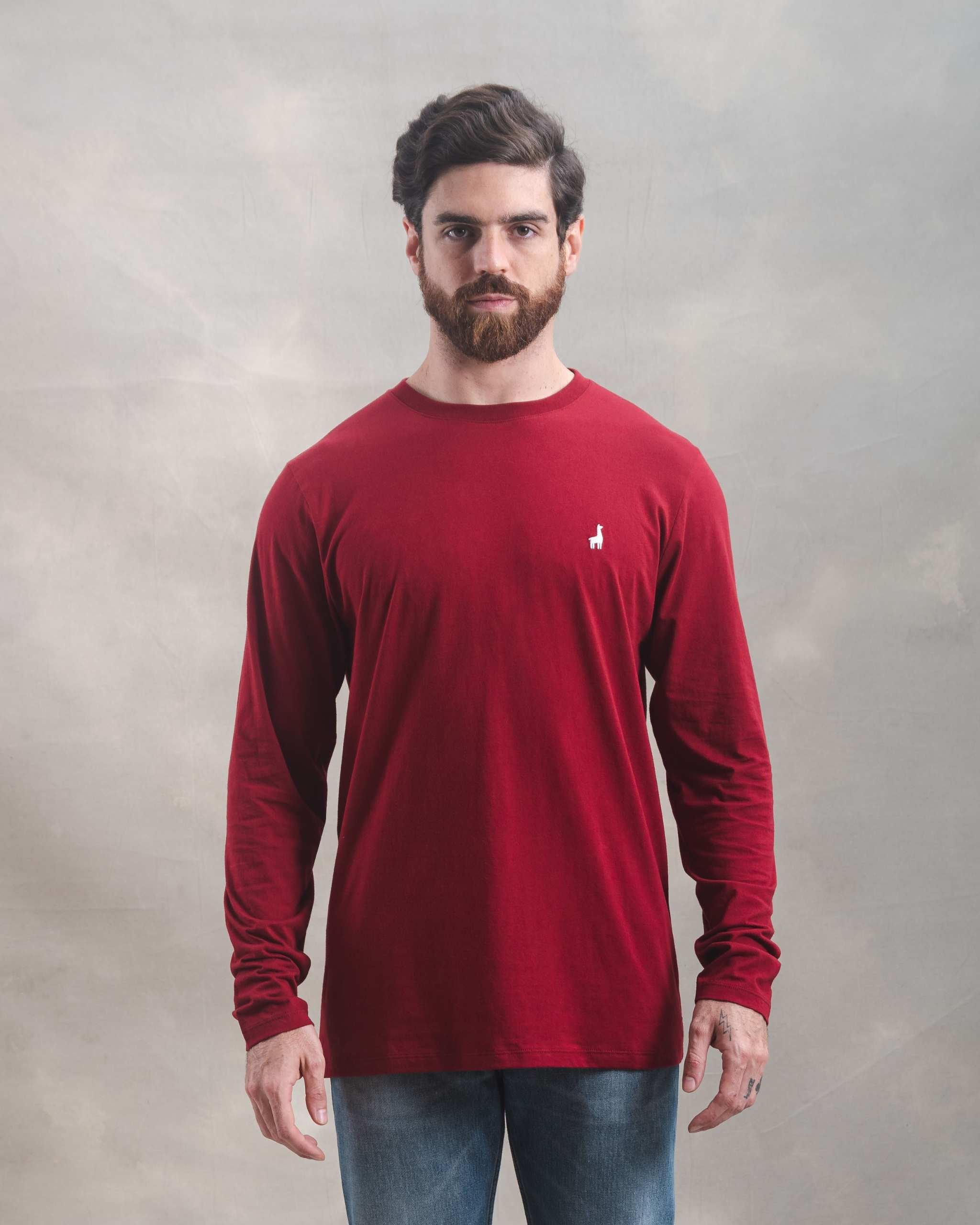 Polo Manga Larga Guinda 100% Soft Pima