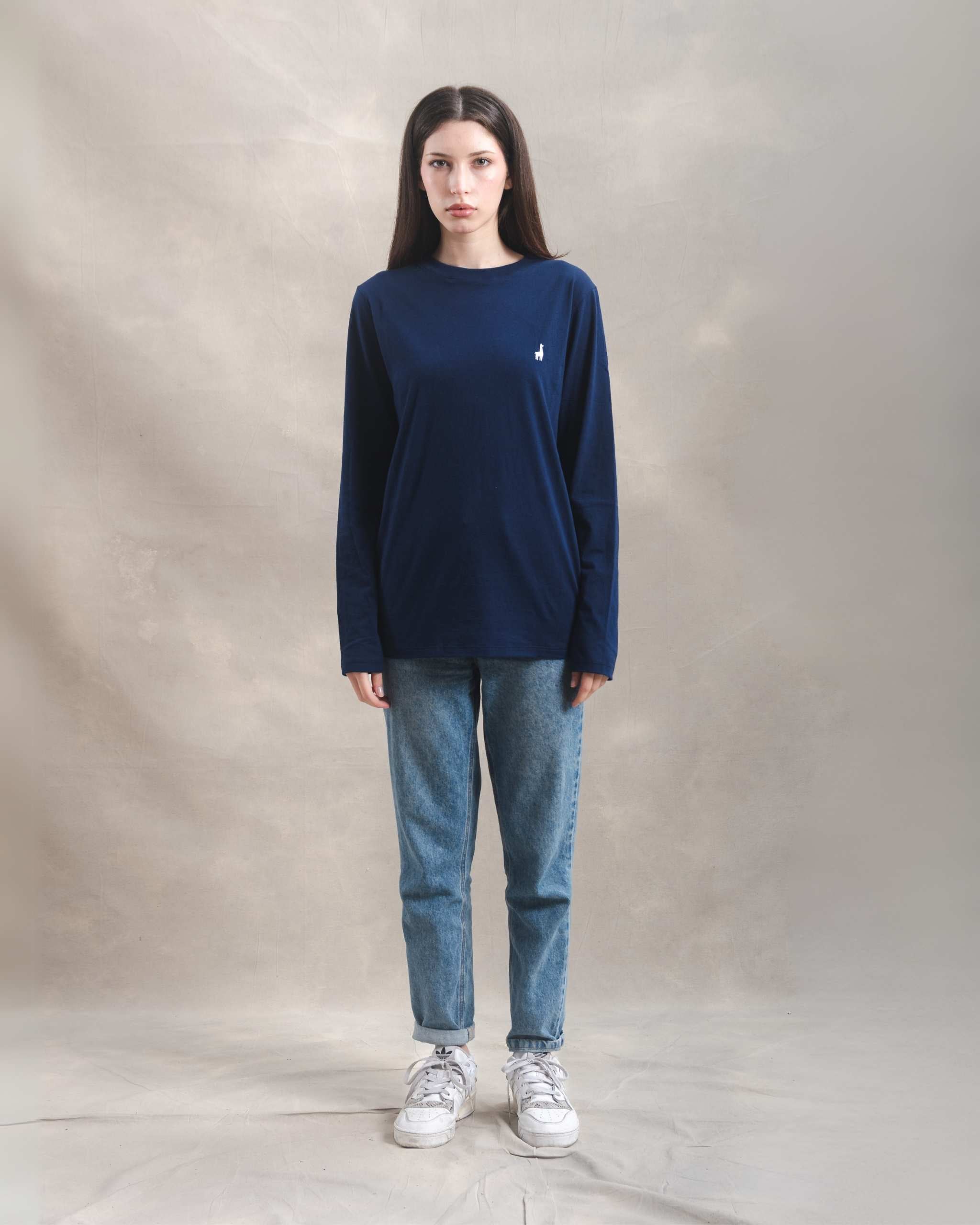 Polo manga larga unisex Azul 100% Soft Pima