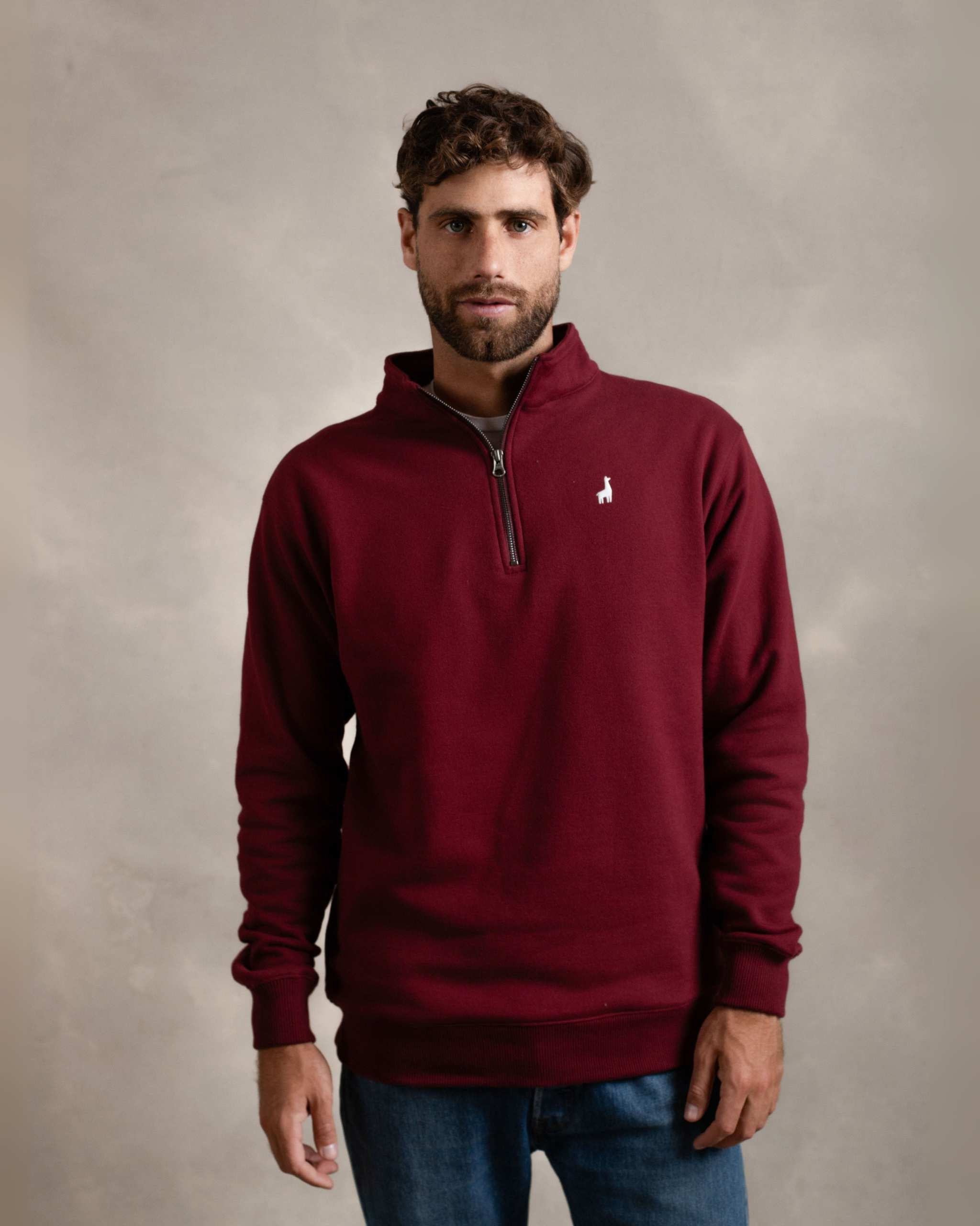 Polera Quarter Zip Guinda