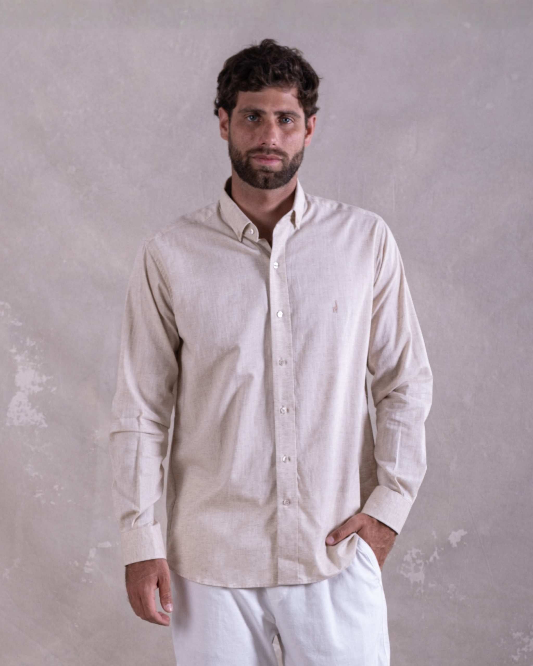 Camisa Pima Lino Natural-(Preventa, entrega el 22 de Diciembre)