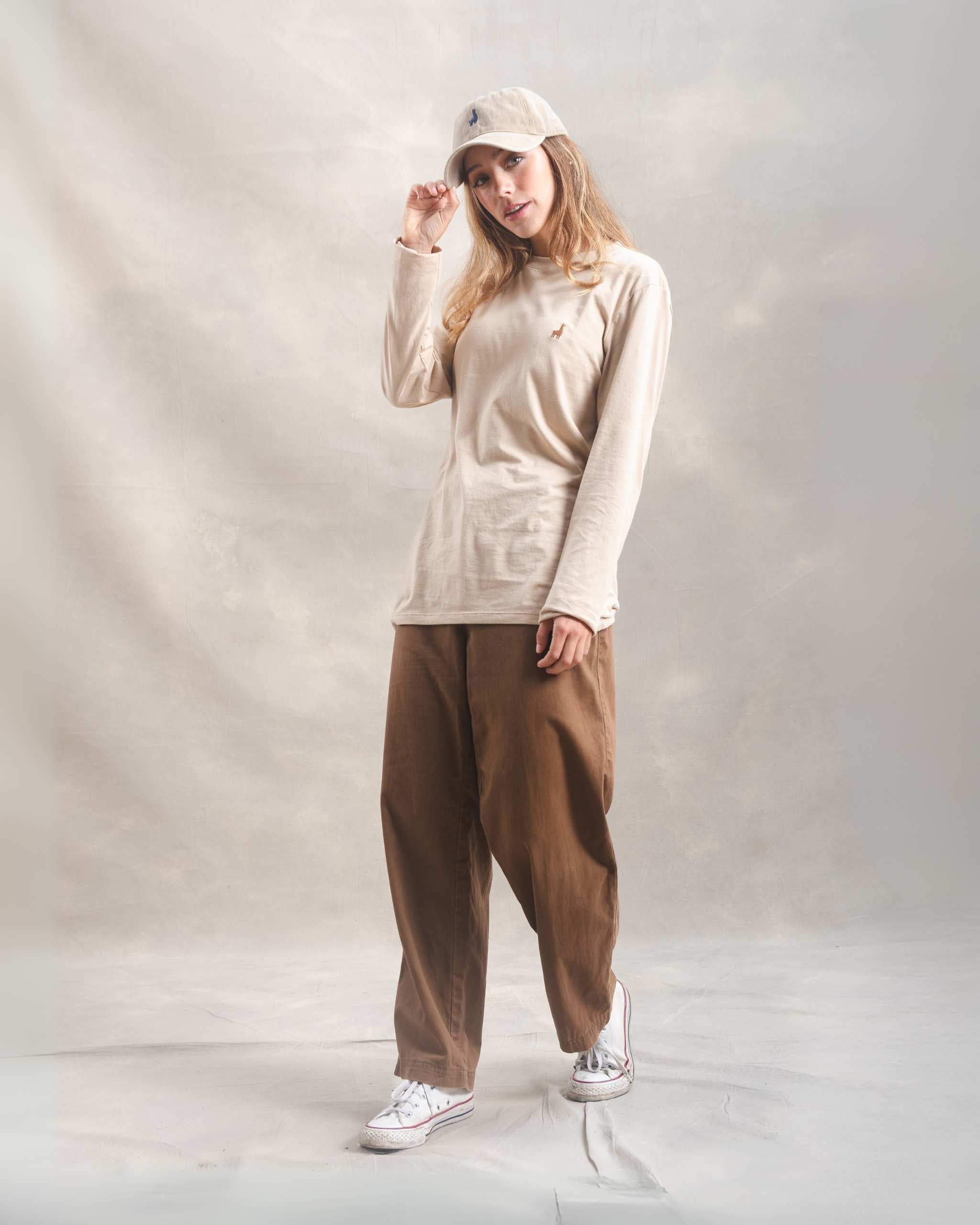 Polo manga larga Beige 100% Soft Pima