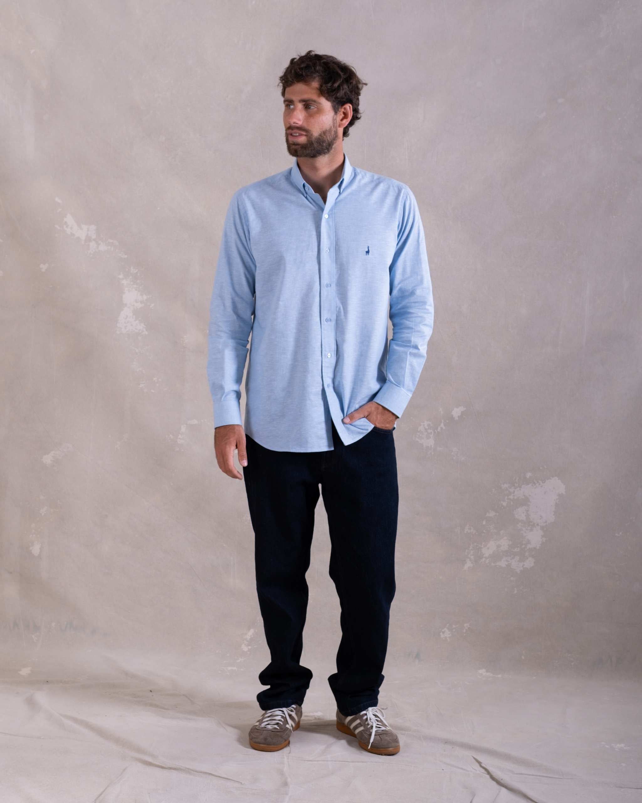 Camisa Pima Lino Celeste-(Preventa, entrega el 22 de Diciembre)