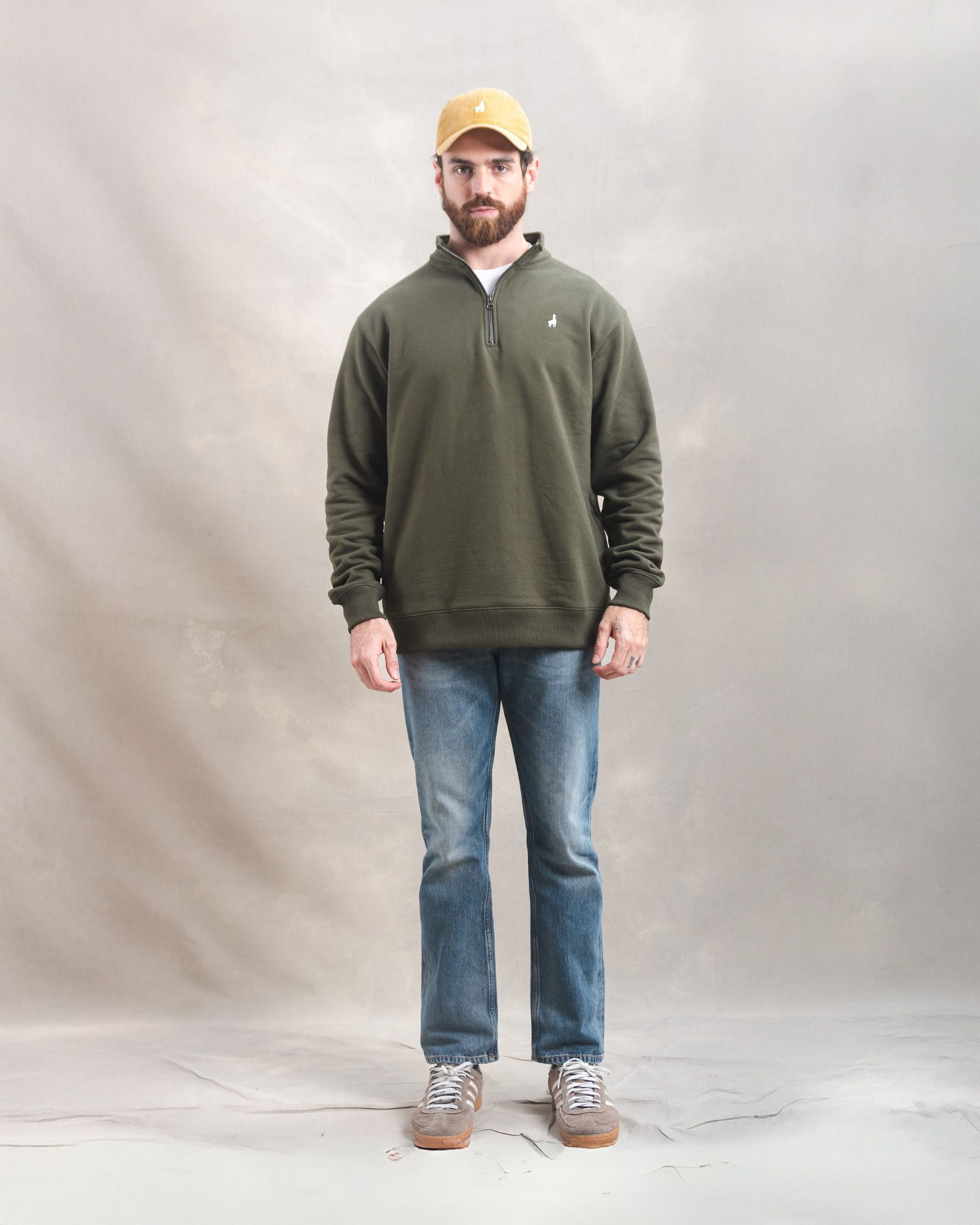 Polera Quarter Zip Verde Militar