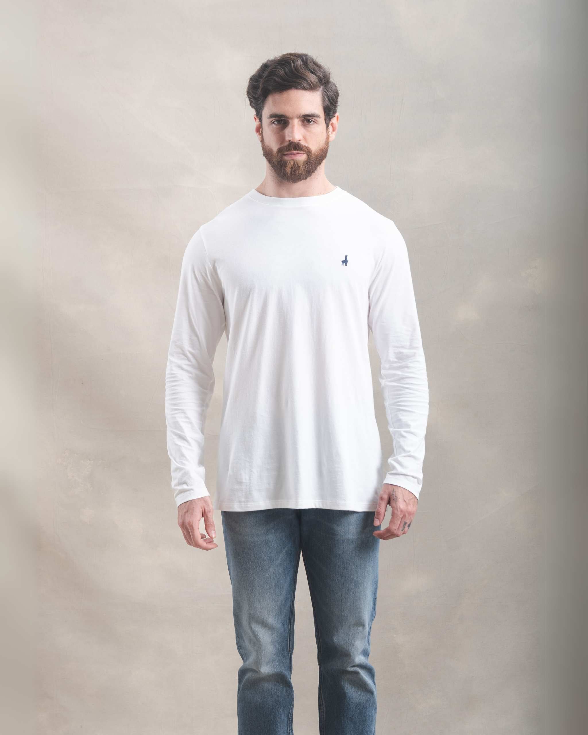 Polo Manga Larga Blanco Marfil 100% Soft Pima