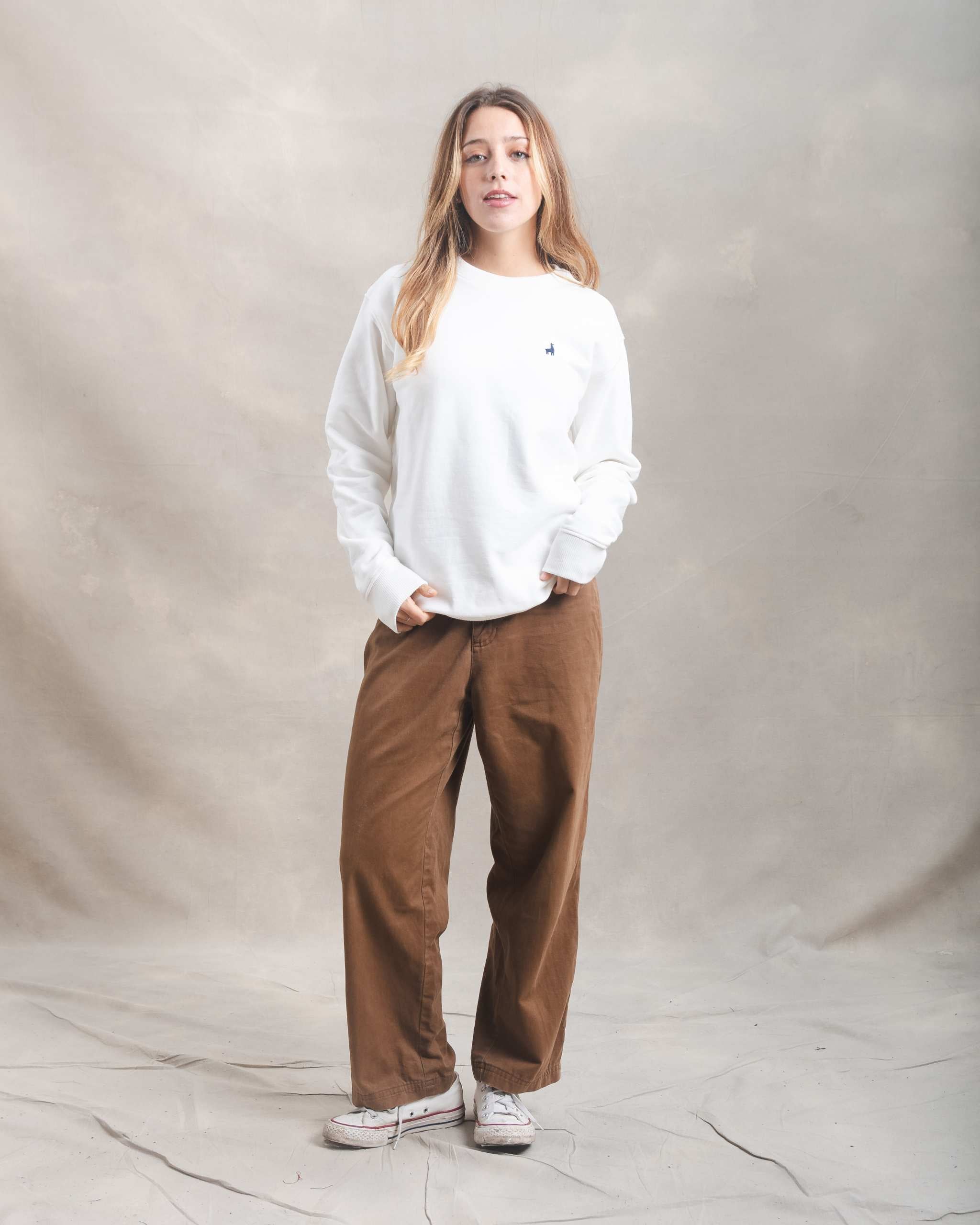 Polera Crewneck Oversize Blanco Marfil