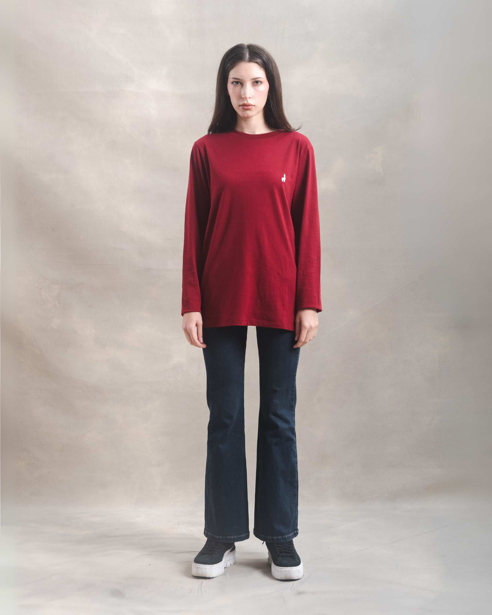 Polo manga larga unisex Guinda 100% Soft Pima