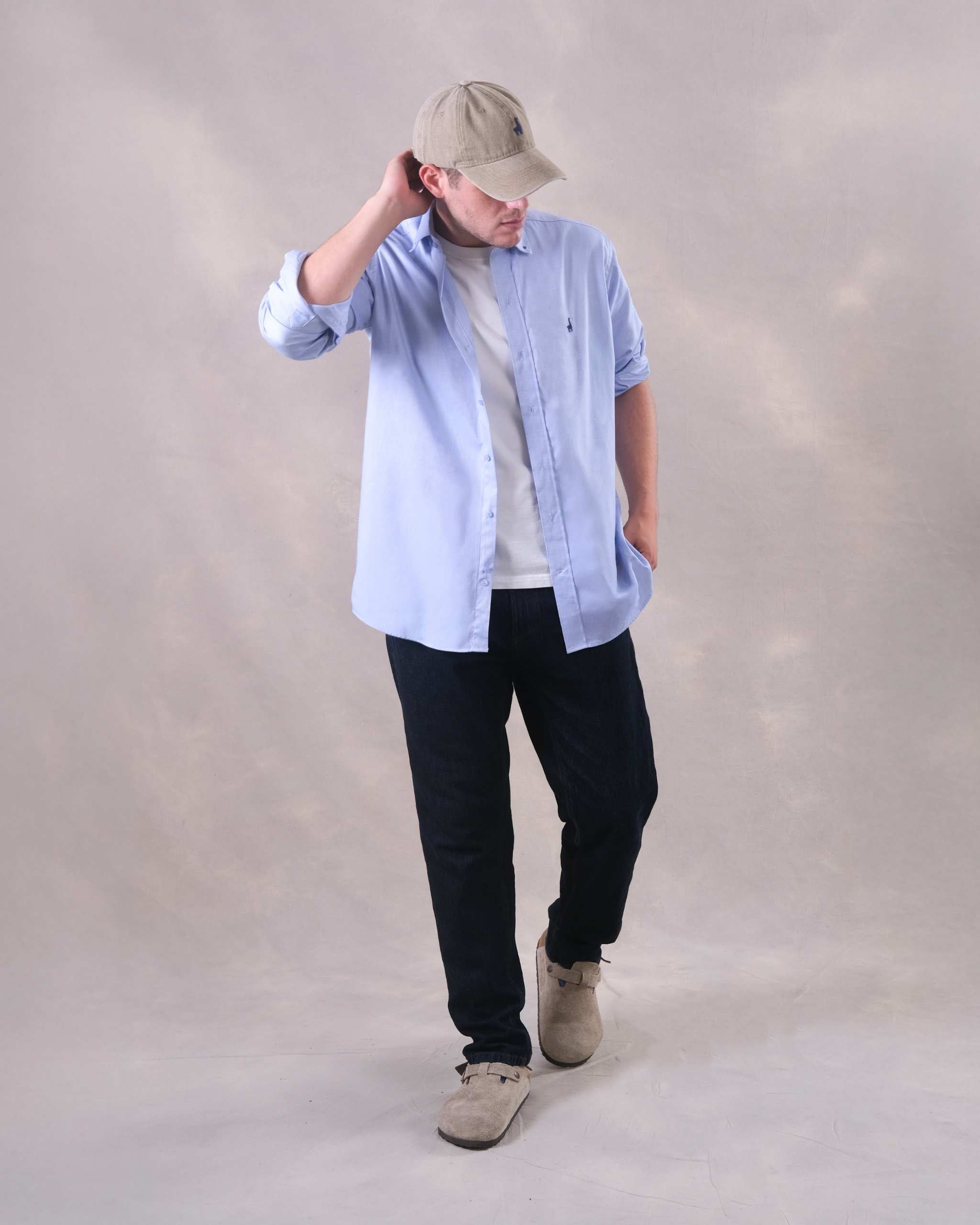 Camisa Celeste Oxford 100% Pima-Incluye Caja Premium Qenido