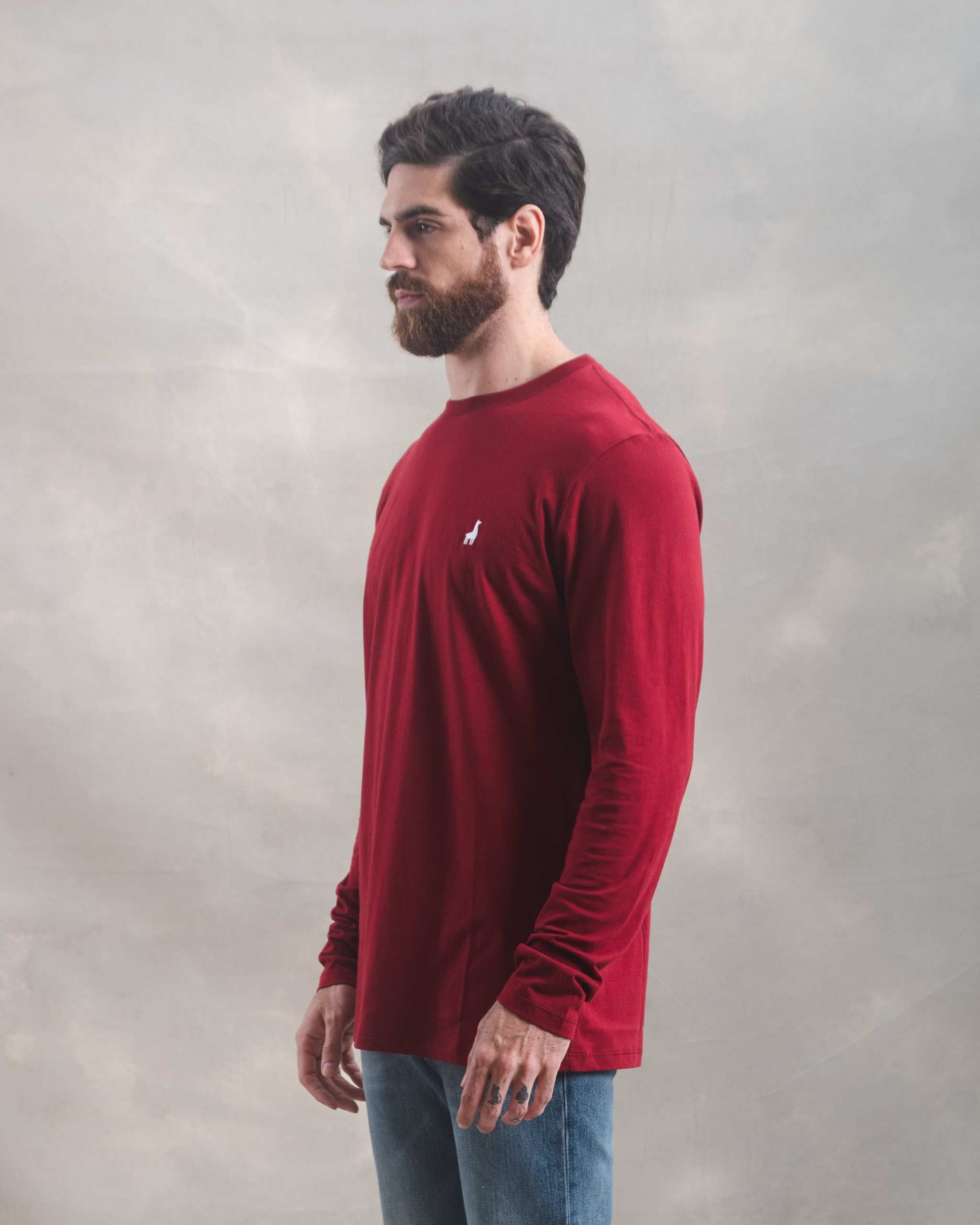 Polo Manga Larga Guinda 100% Soft Pima