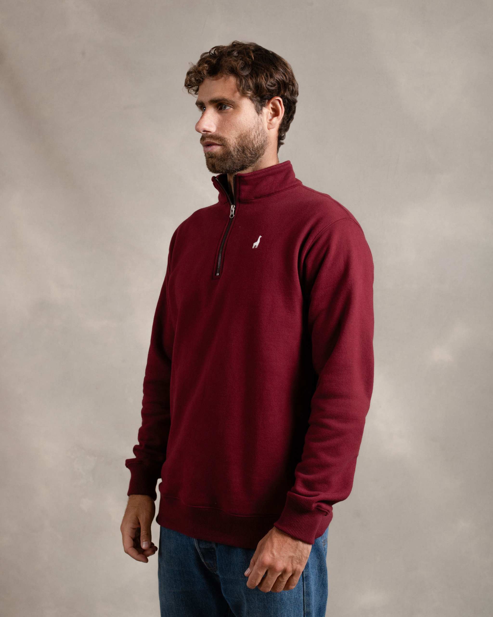 Polera Quarter Zip Guinda