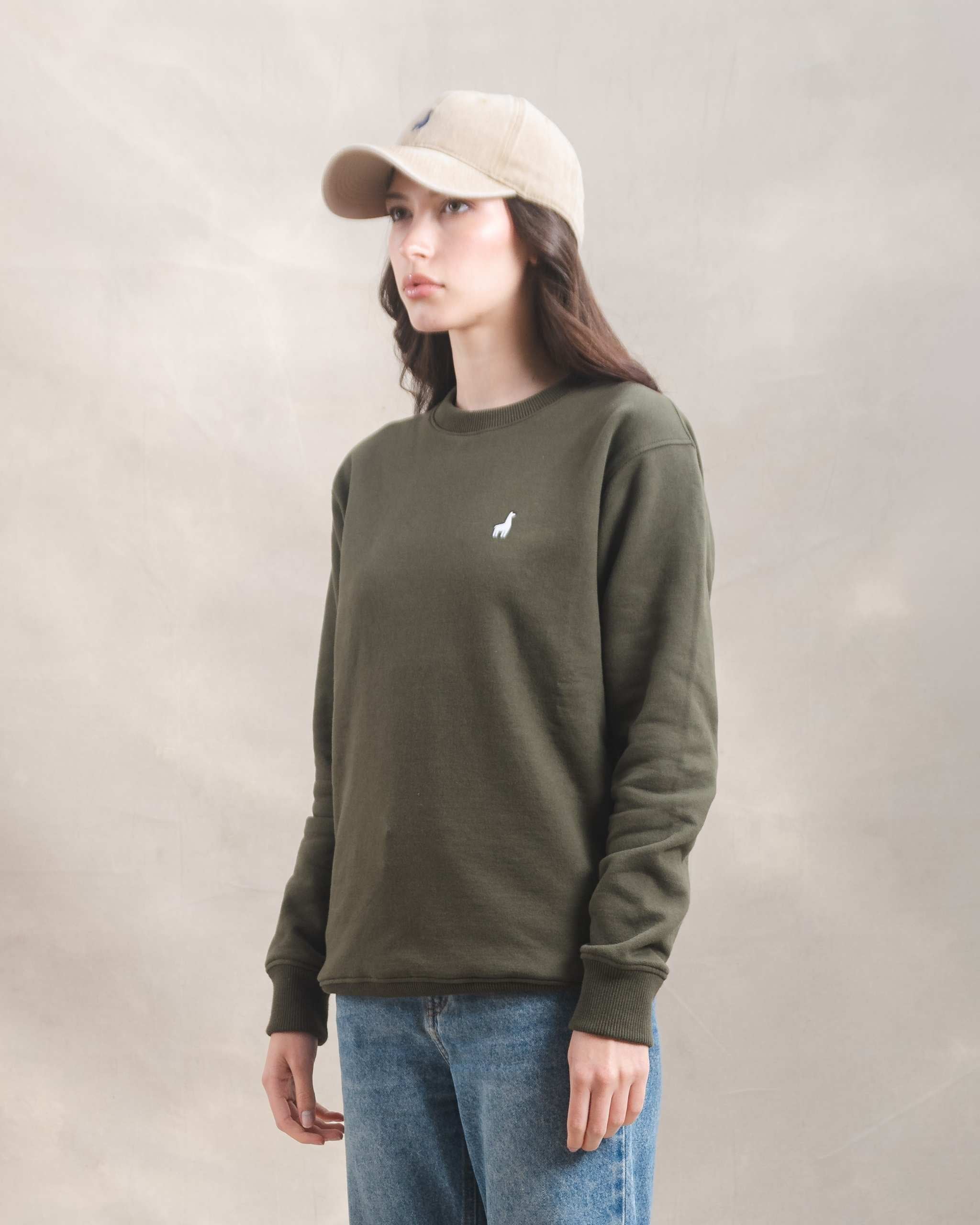 Polera Crewneck Oversize Verde Militar