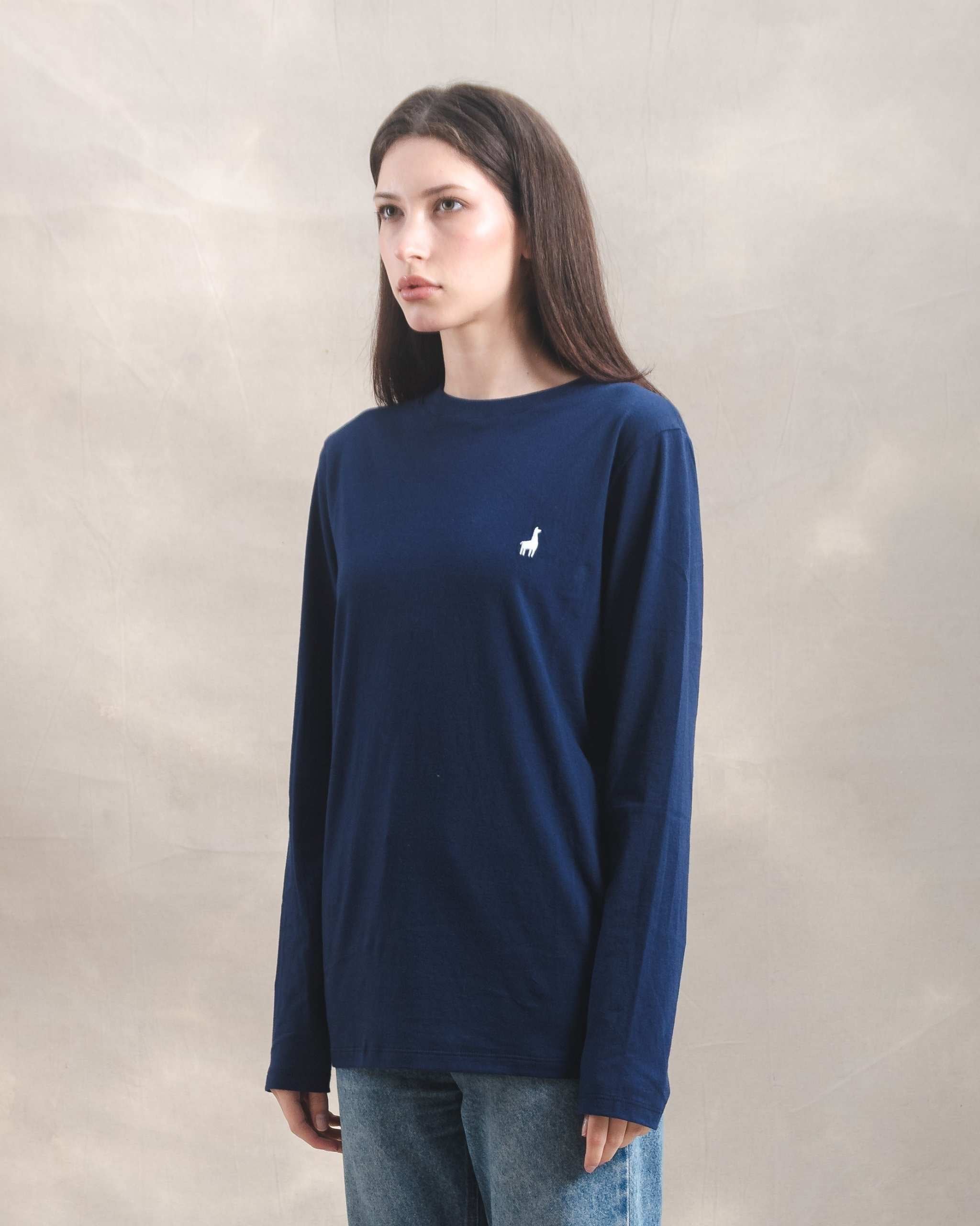 Polo manga larga unisex Azul 100% Soft Pima