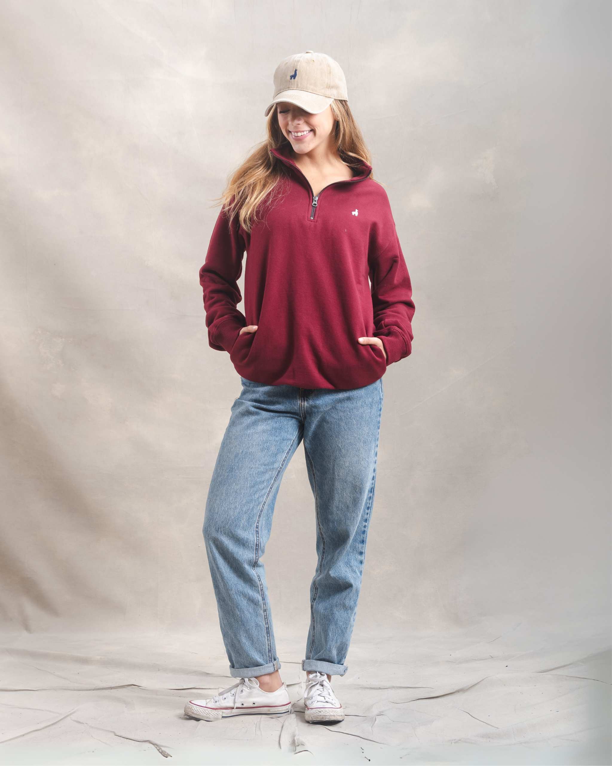 Polera Quarter Zip Guinda