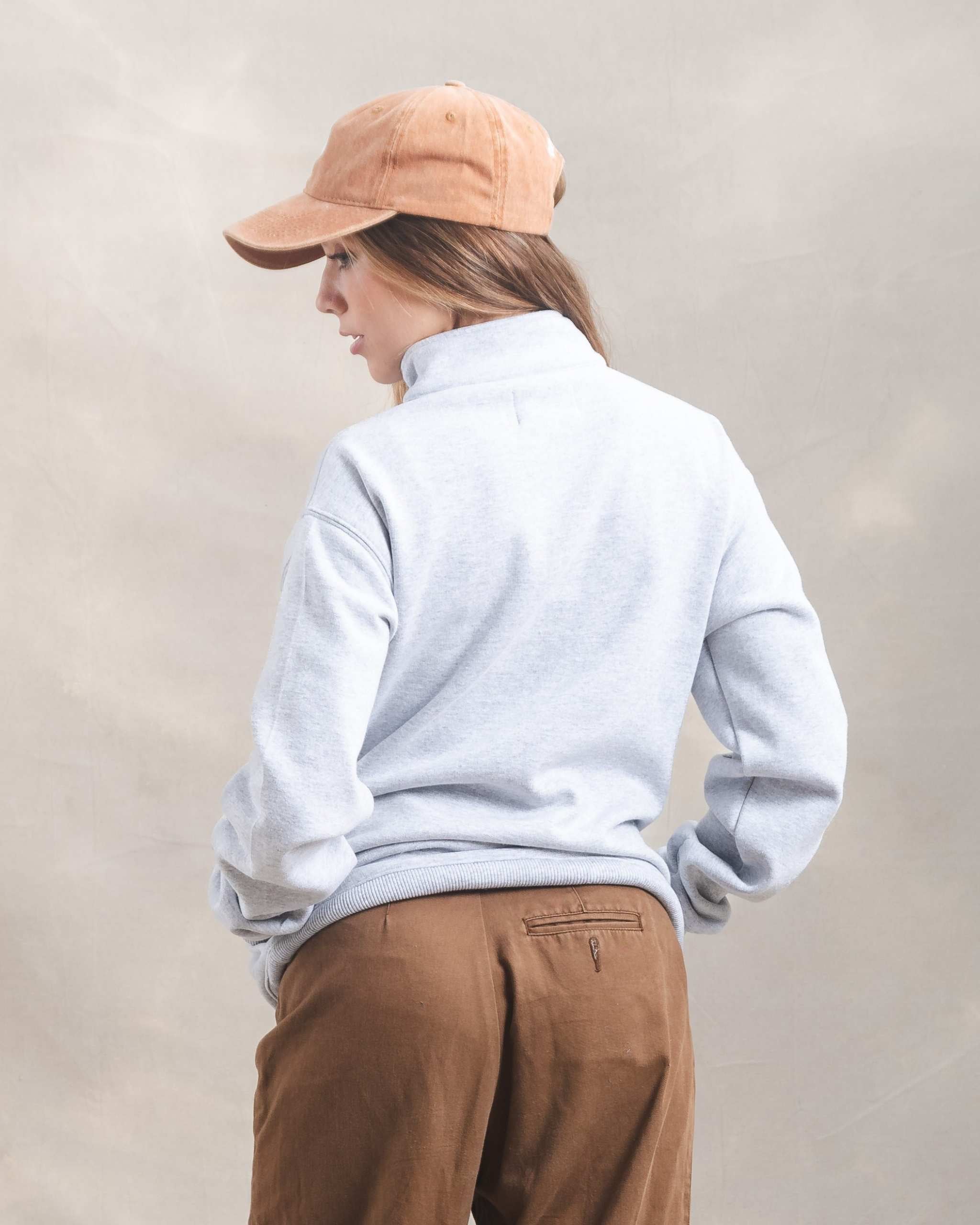 Polera Quarter Zip Gris Melange