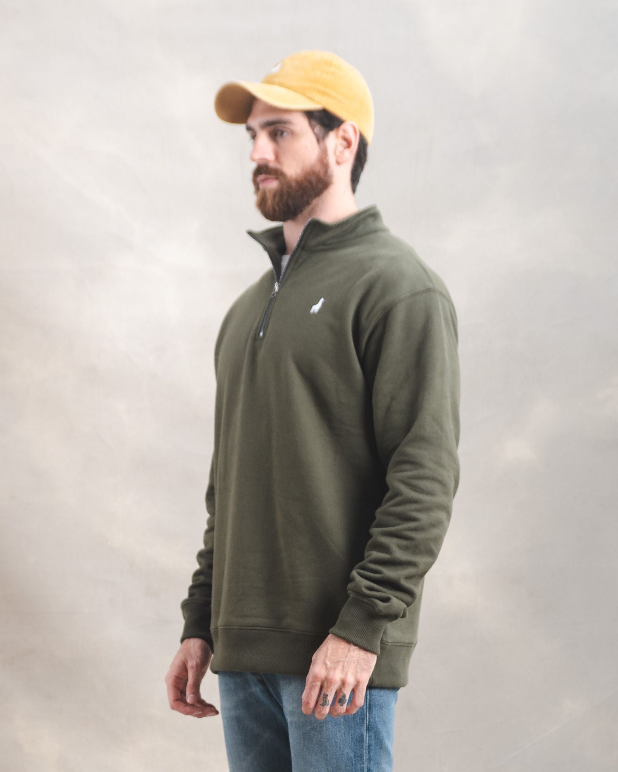 Polera Quarter Zip Verde Militar