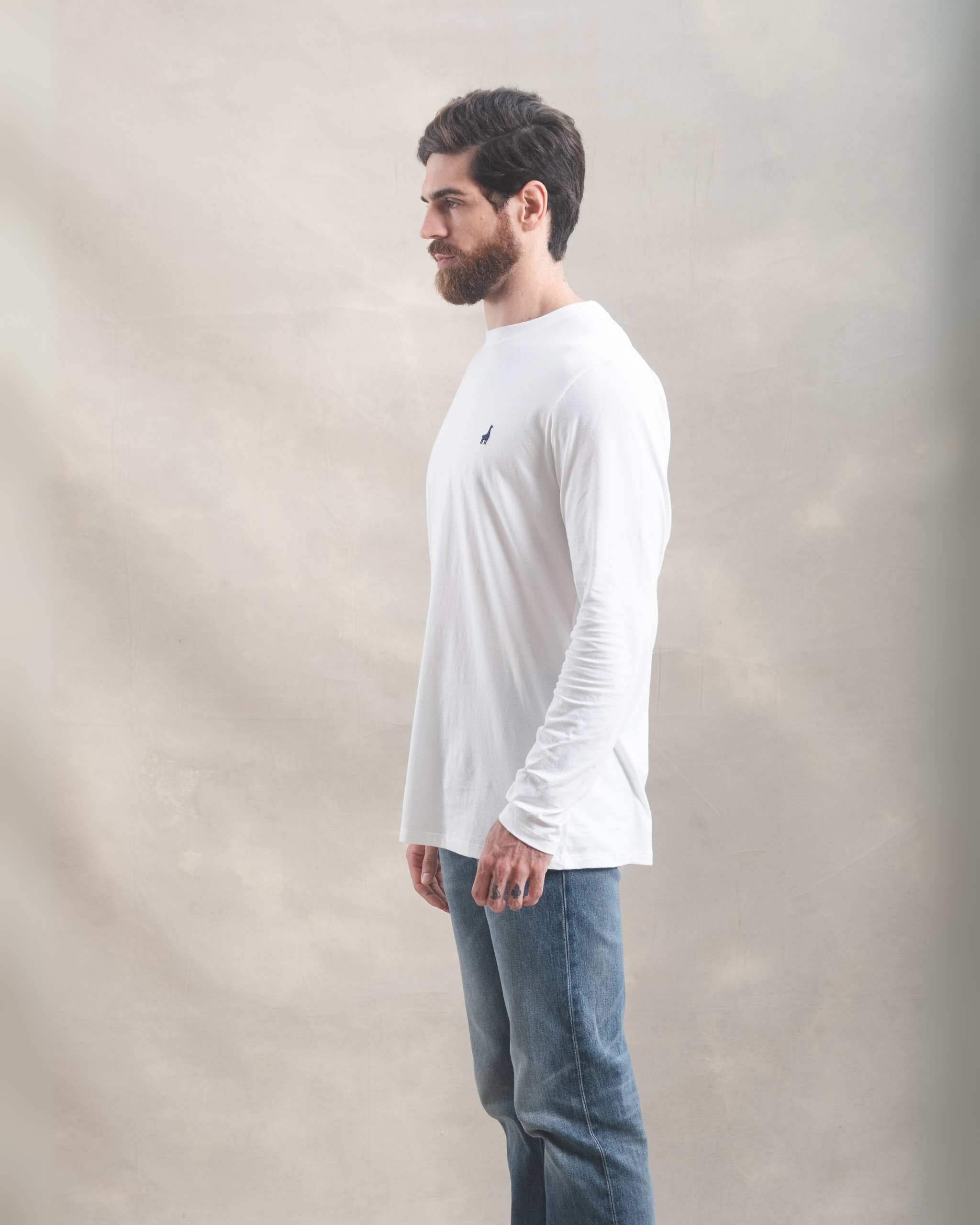 Polo Manga Larga Blanco Marfil 100% Soft Pima