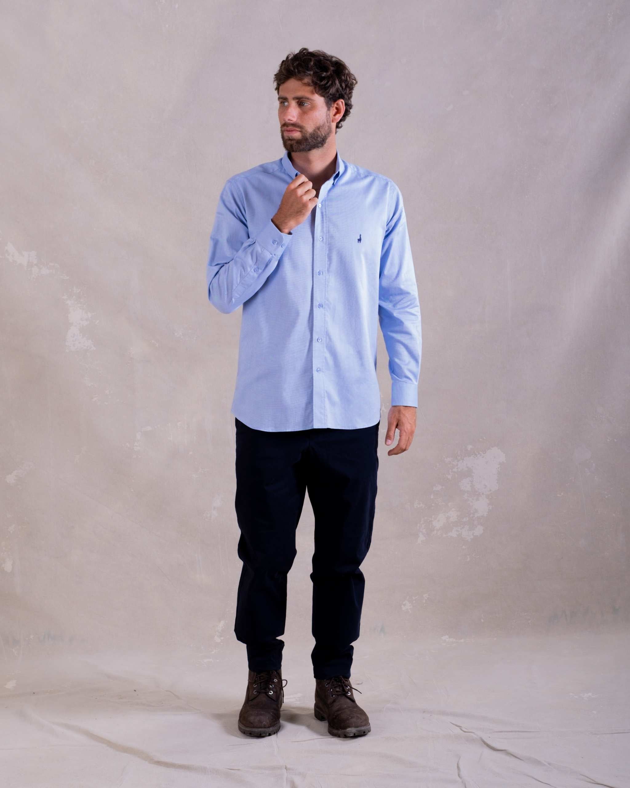 Camisa Celeste Oxford 100% Pima-(Preventa, entrega el 22 de Diciembre)