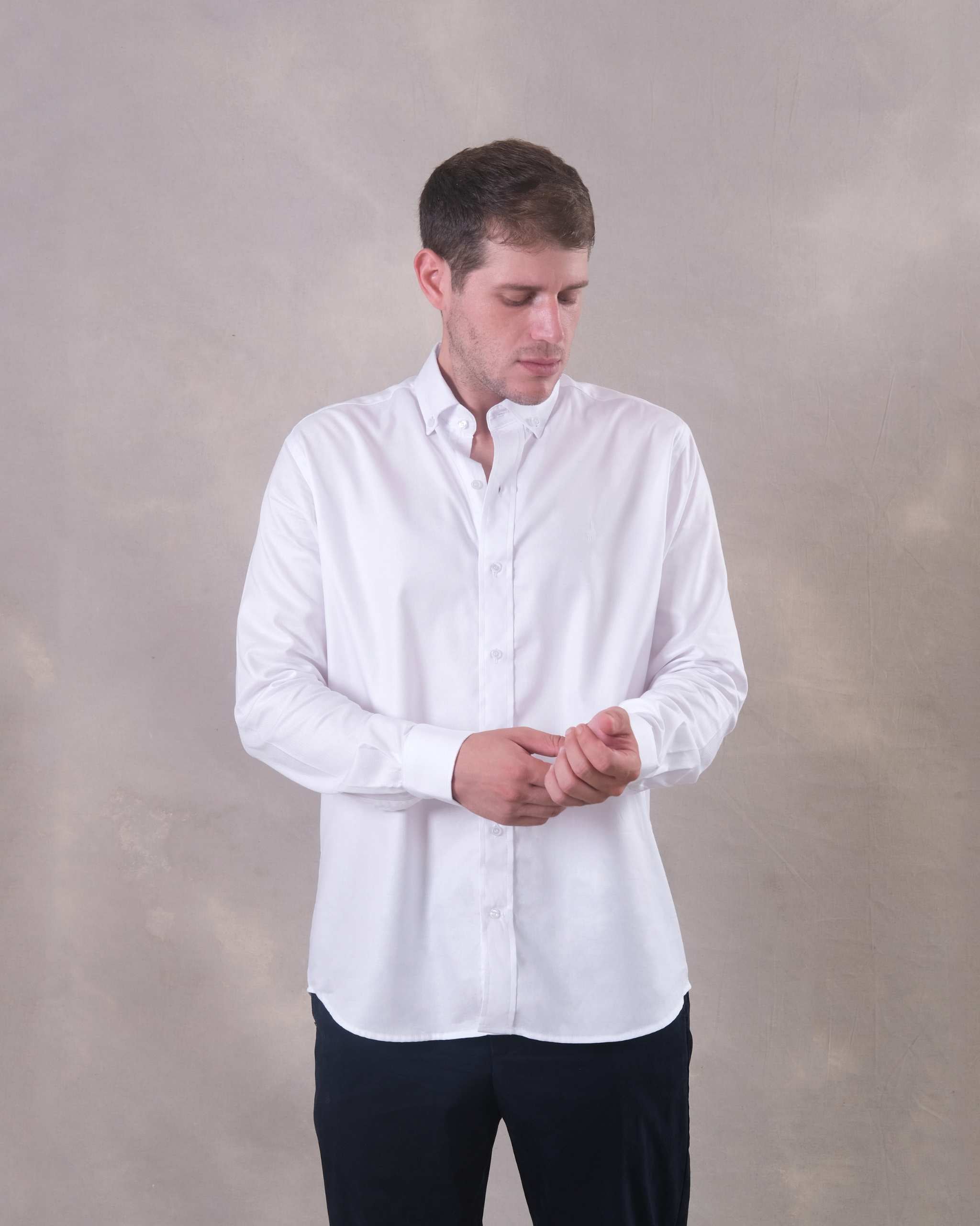 Camisa Blanca Oxford 100% Pima-Incluye Caja Premium Qenido