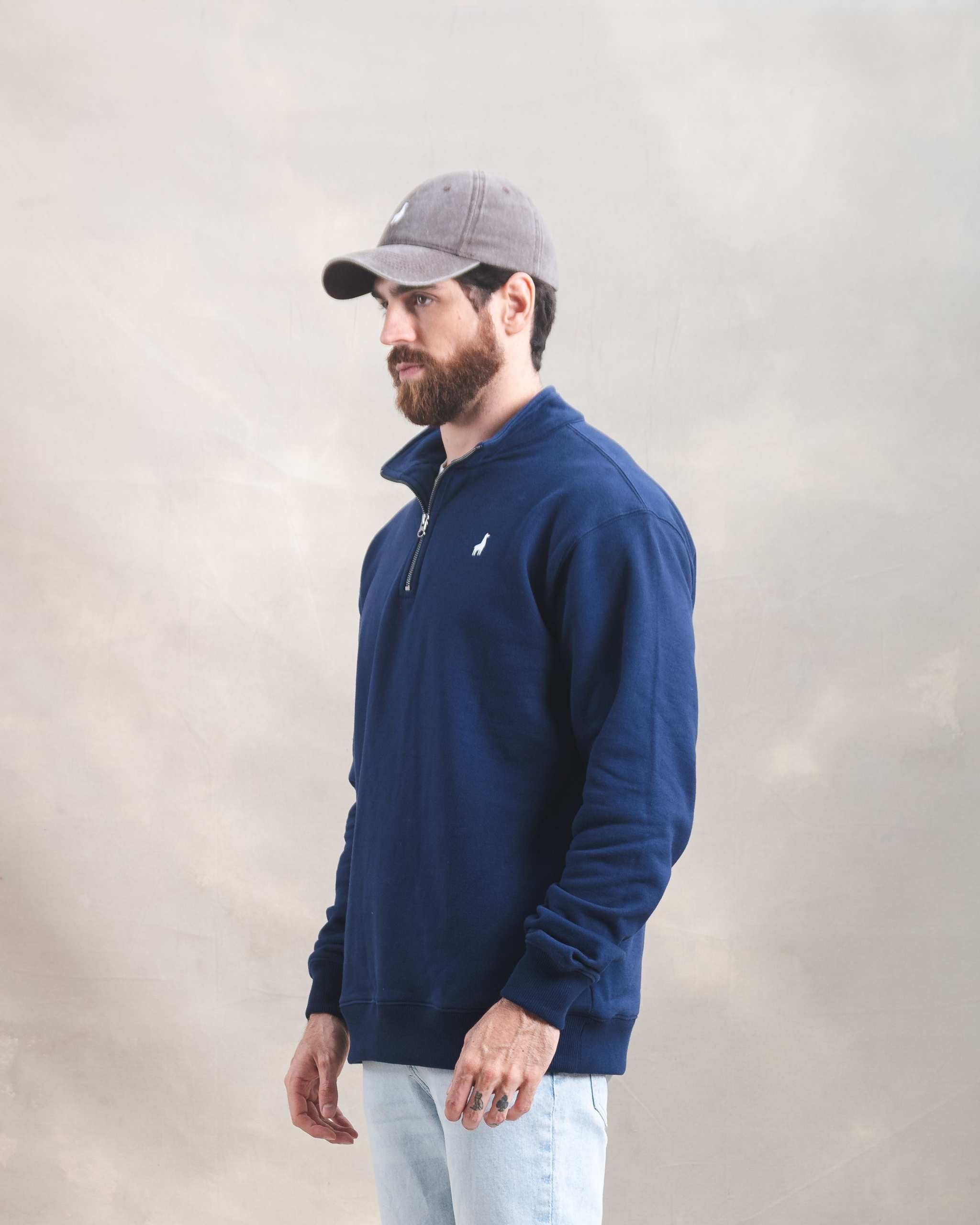 Polera Quarter Zip Azul