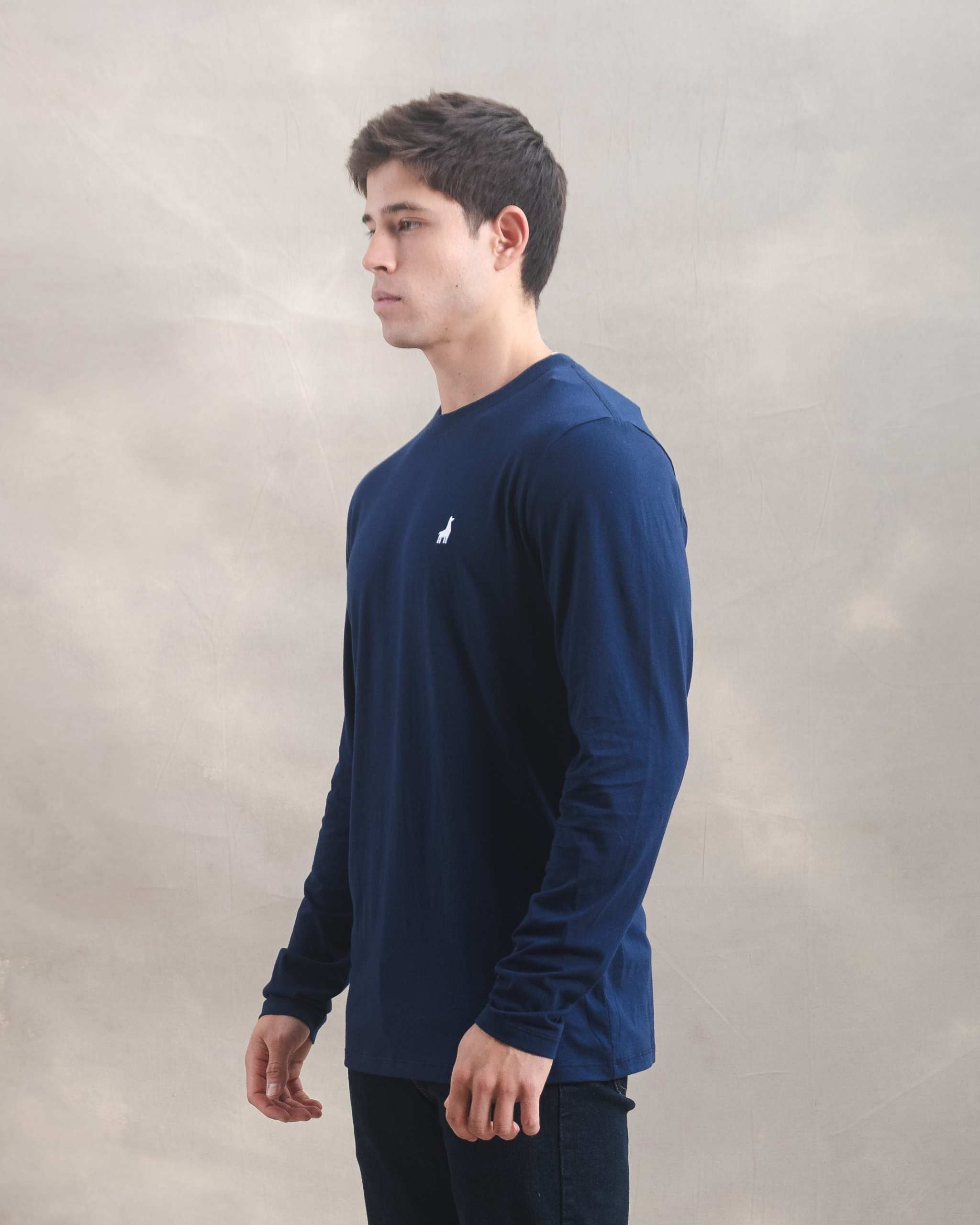 Polo Manga Larga Azul 100% Soft Pima