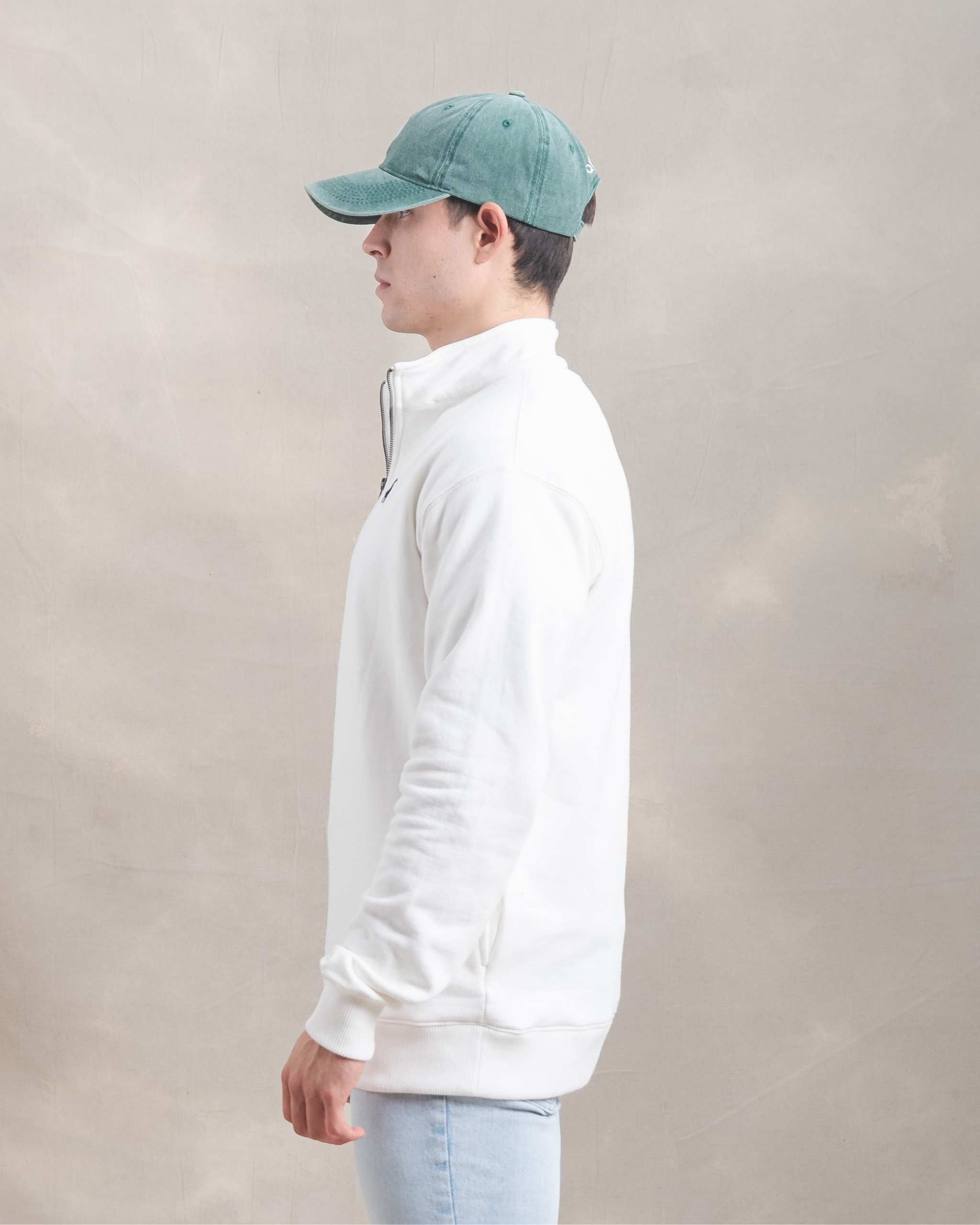 Polera Quarter Zip Blanco Marfil