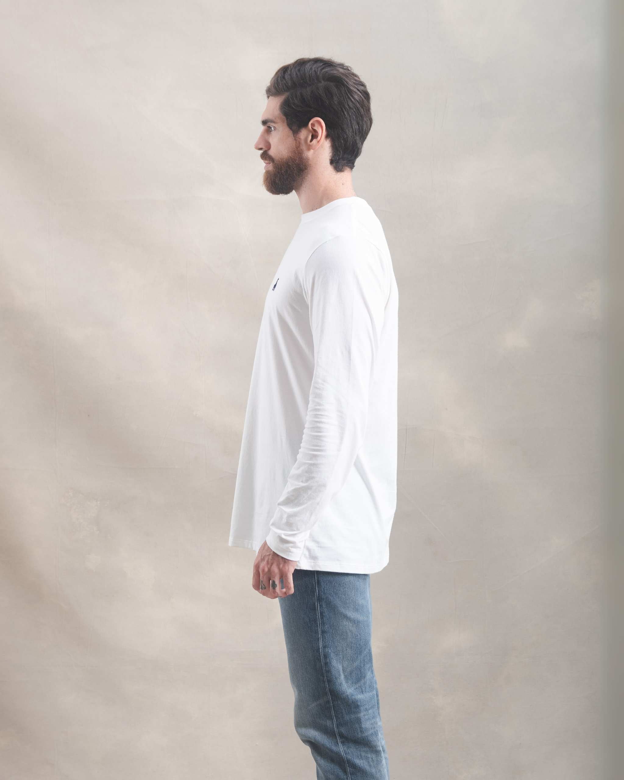 Polo Manga Larga Blanco Marfil 100% Soft Pima