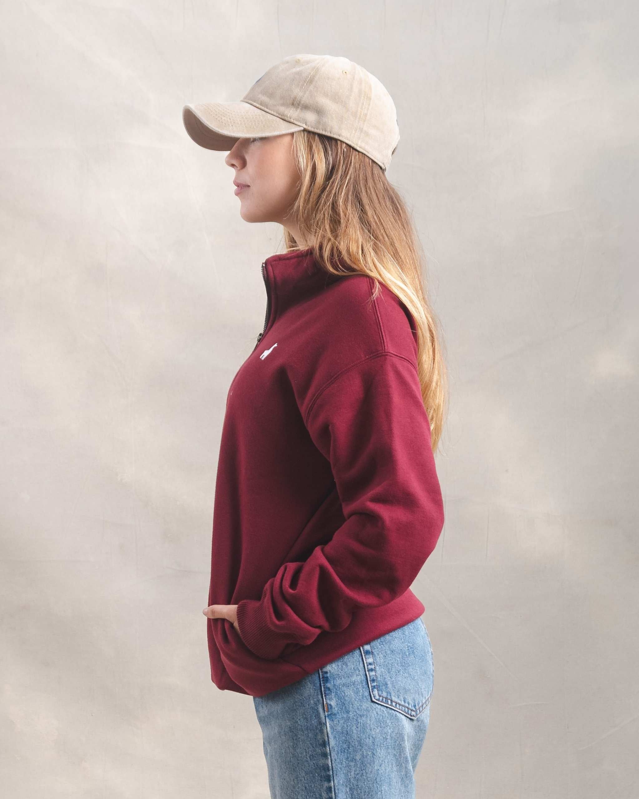 Polera Quarter Zip Guinda