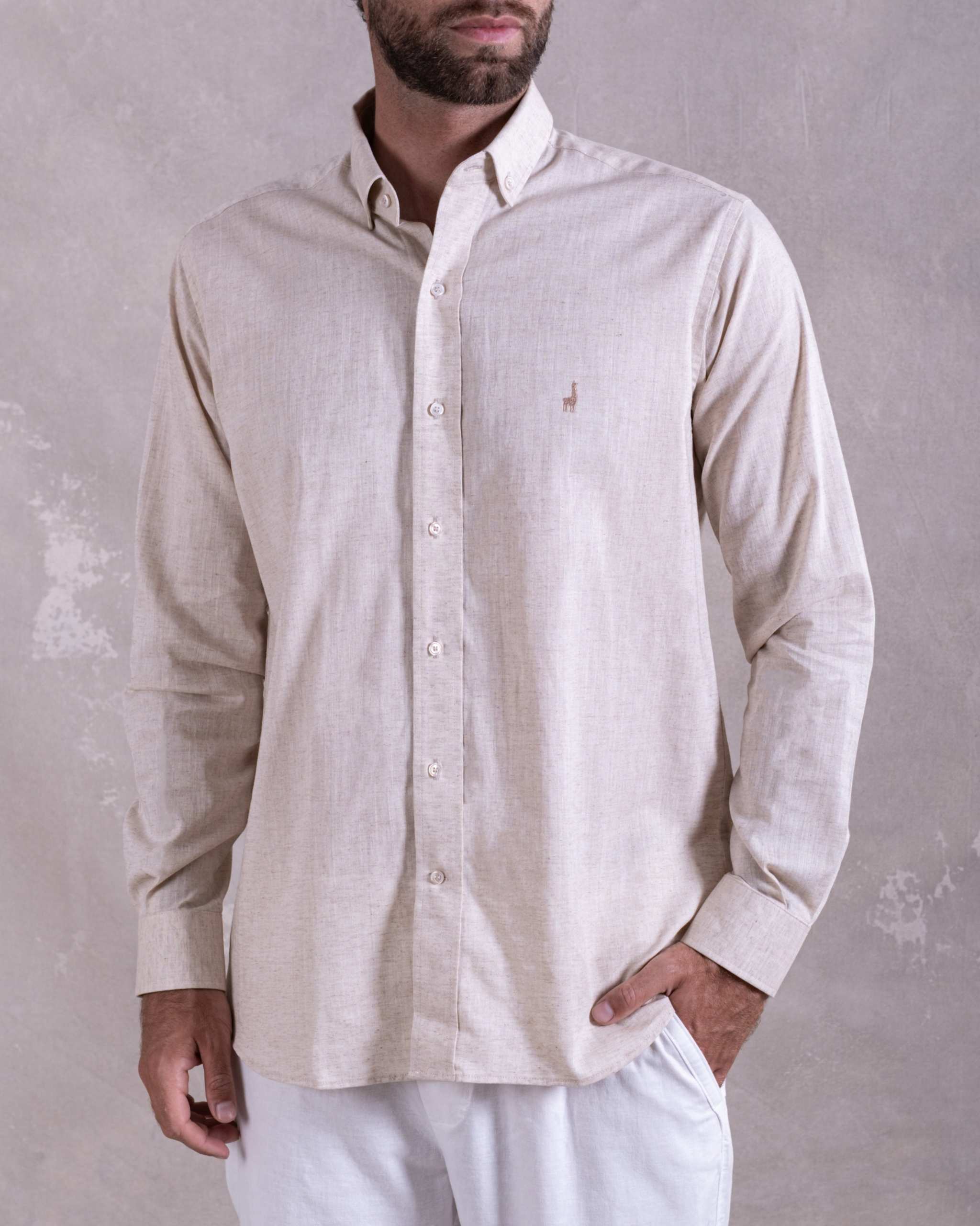 Camisa Pima Lino Natural-(Preventa, entrega el 22 de Diciembre)