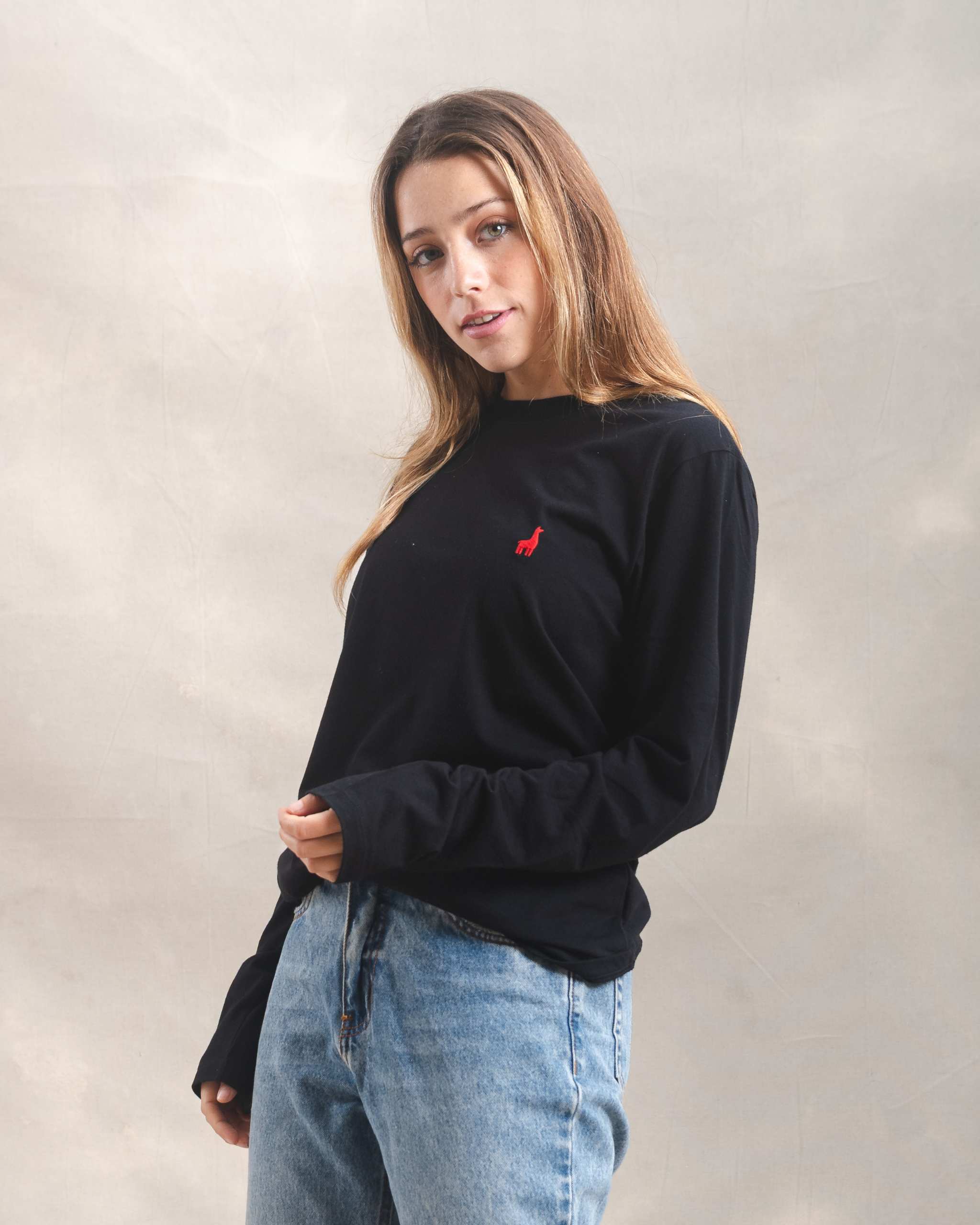 Polo manga larga unisex Negro 100% Soft Pima