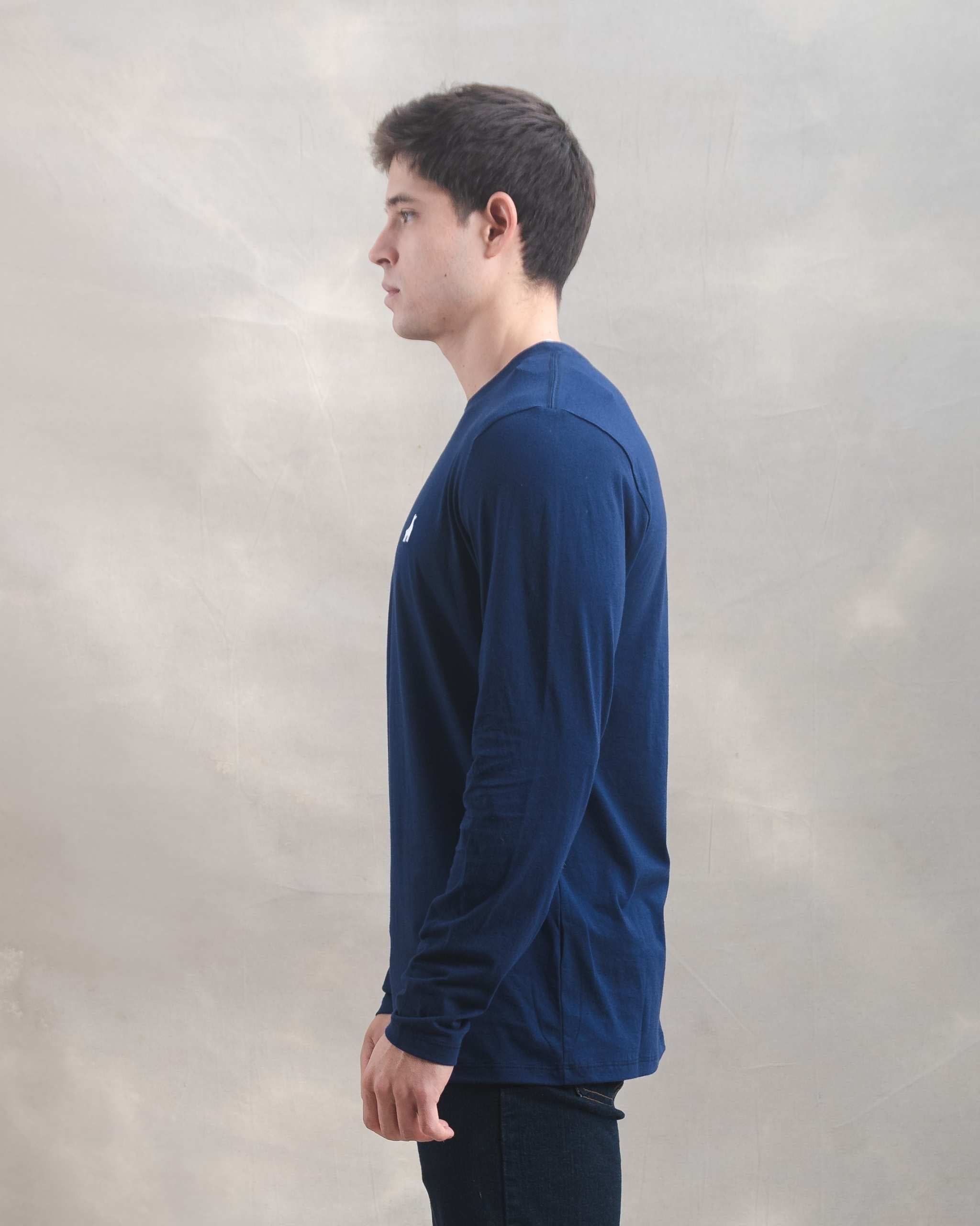 Polo Manga Larga Azul 100% Soft Pima