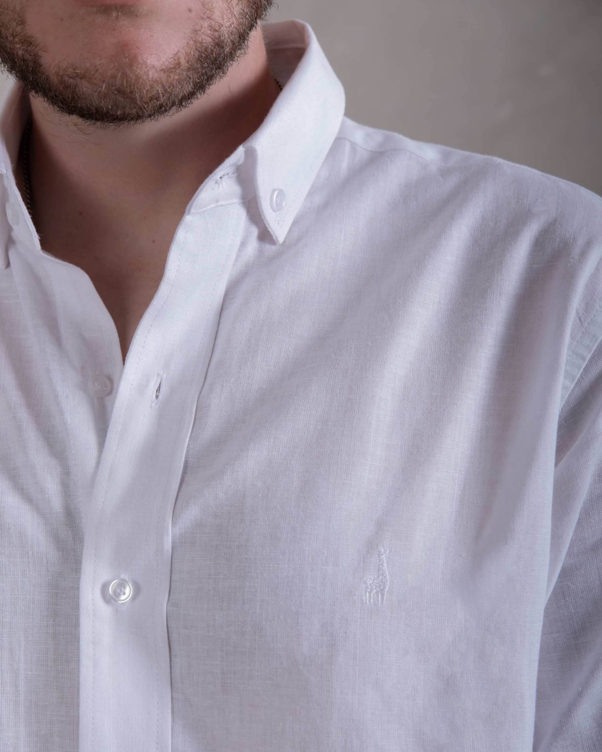 Camisa Pima Lino All White-Incluye Caja Premium Qenido