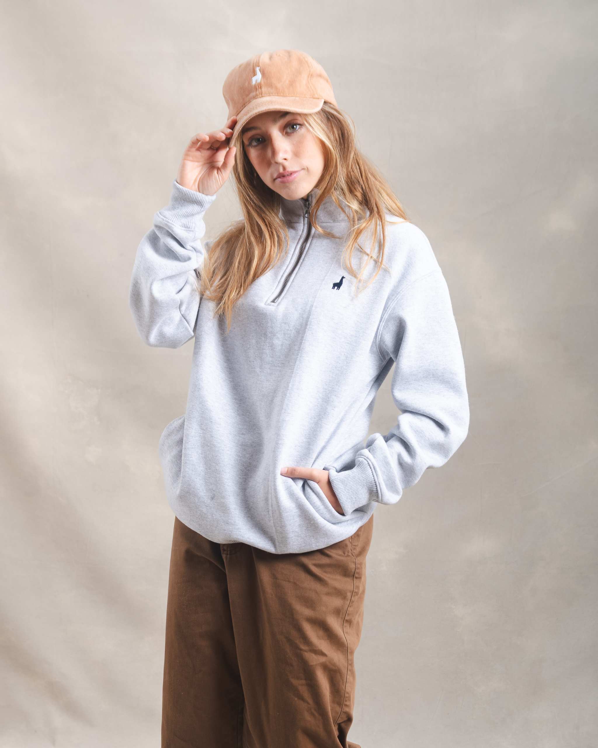 Polera Quarter Zip Gris Melange