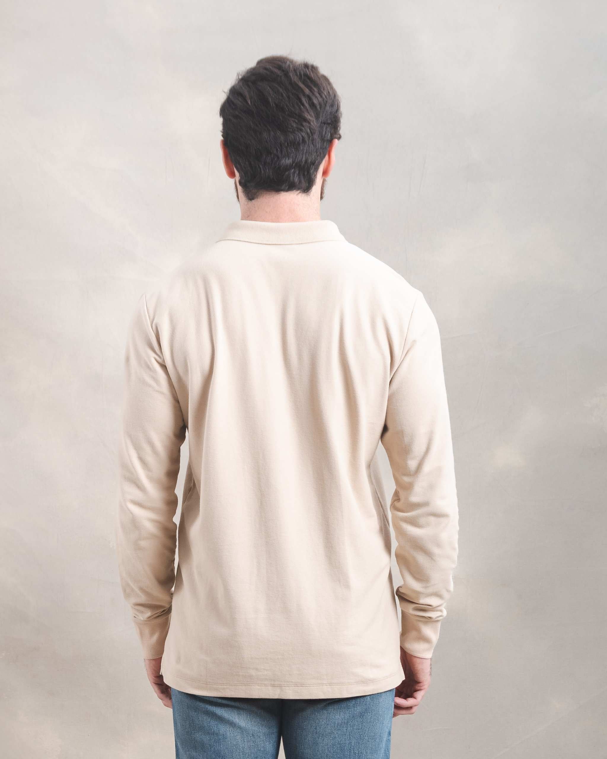 Polo Piqué Manga Larga Beige