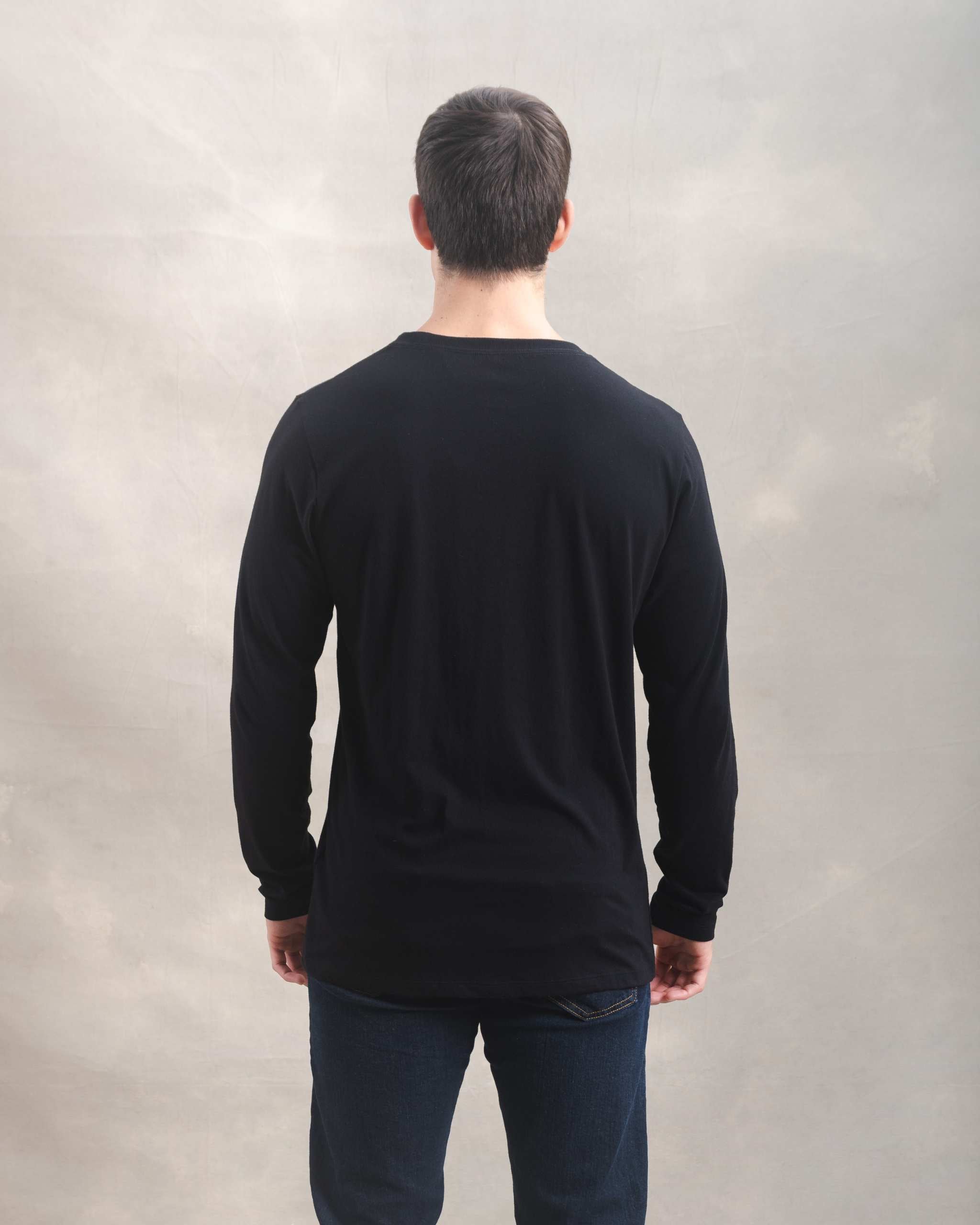 Polo Manga Larga Negro 100% Soft Pima