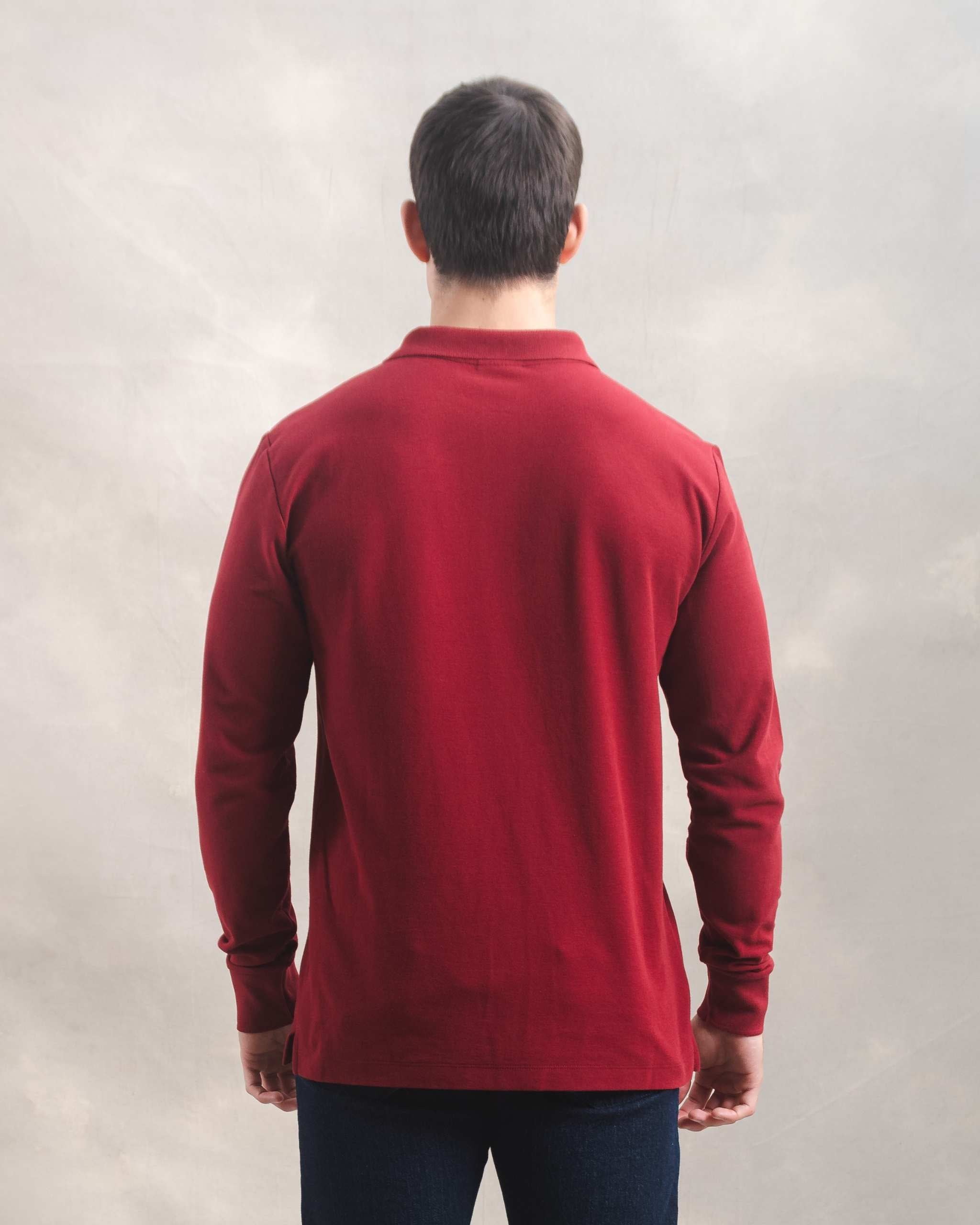 Polo Piqué Manga Larga Guinda (V)