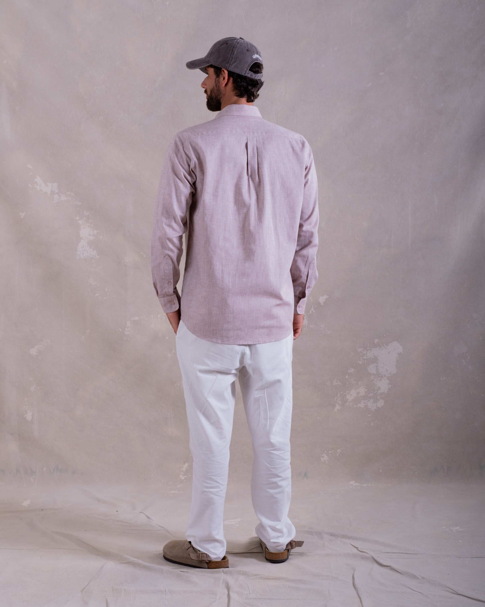 Camisa Pima Lino Mocha-(Preventa, entrega el 22 de Diciembre)