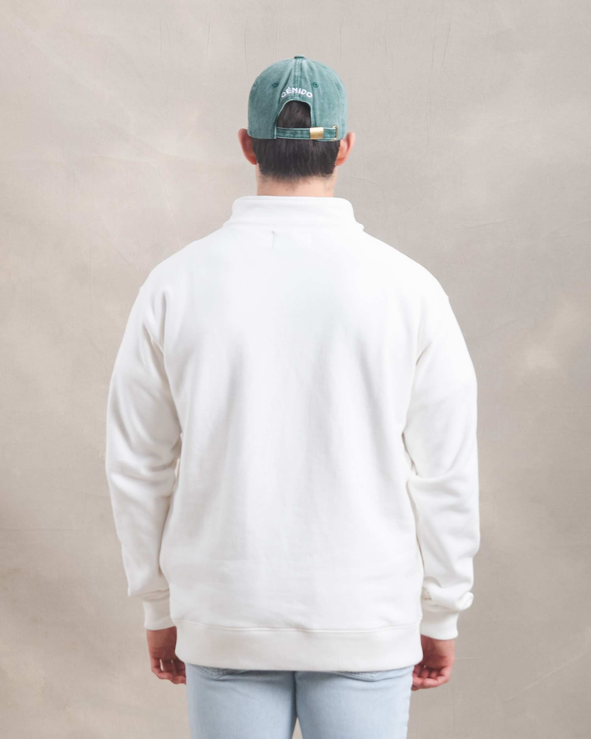 Polera Quarter Zip Blanco Marfil