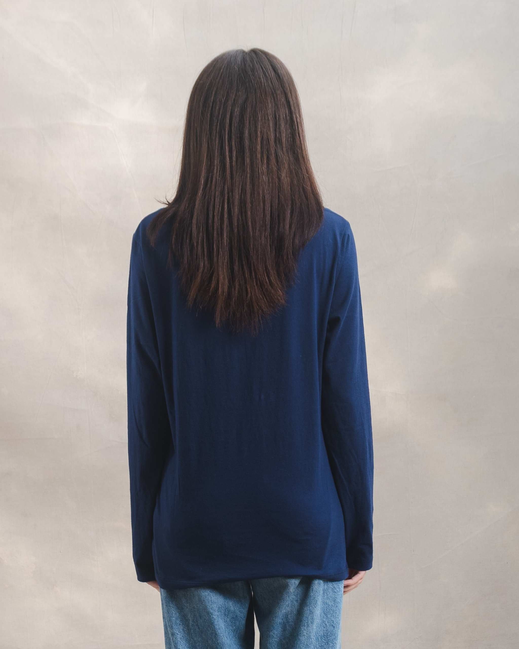 Polo manga larga unisex Azul 100% Soft Pima