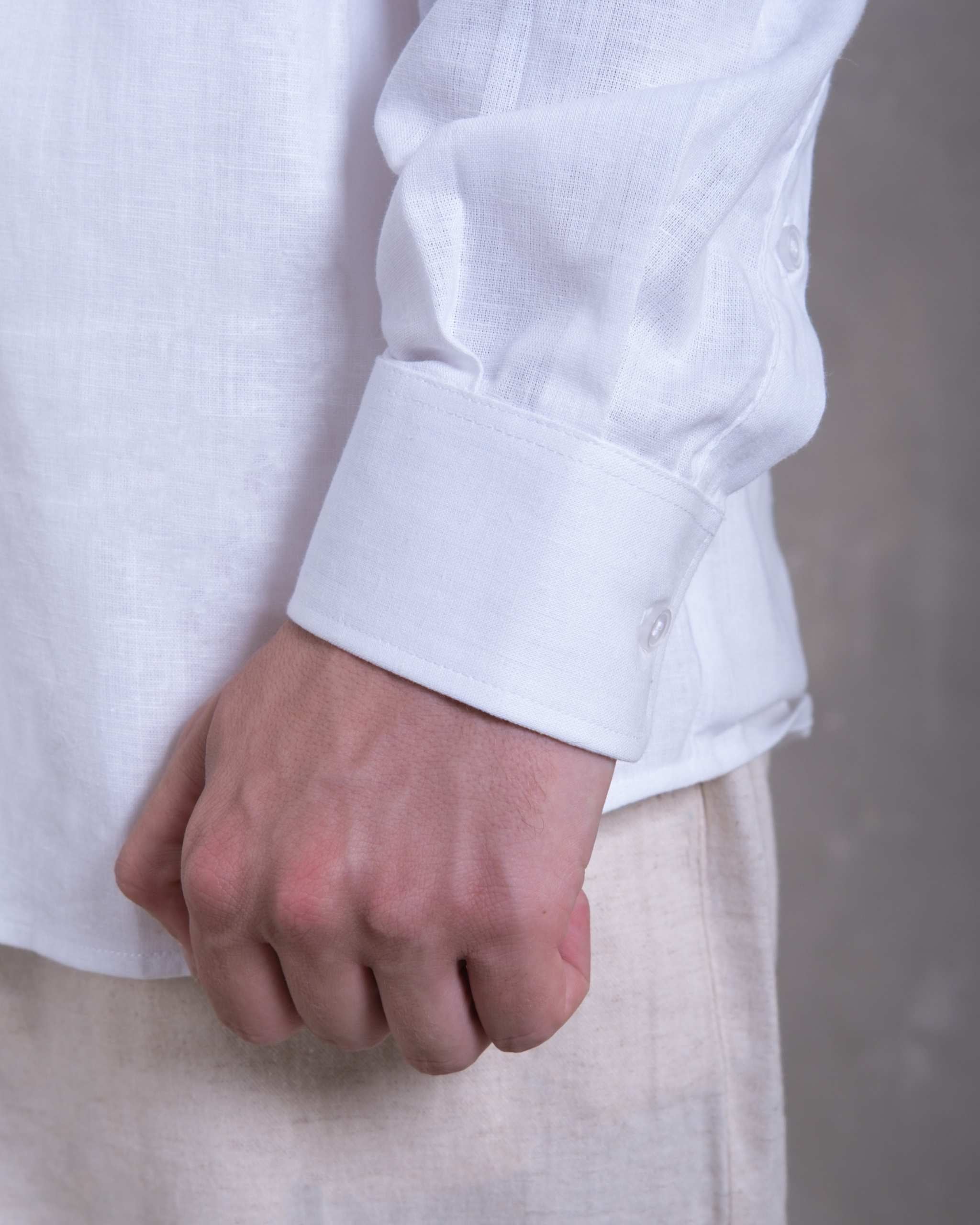 Camisa Pima Lino All White-Incluye Caja Premium Qenido