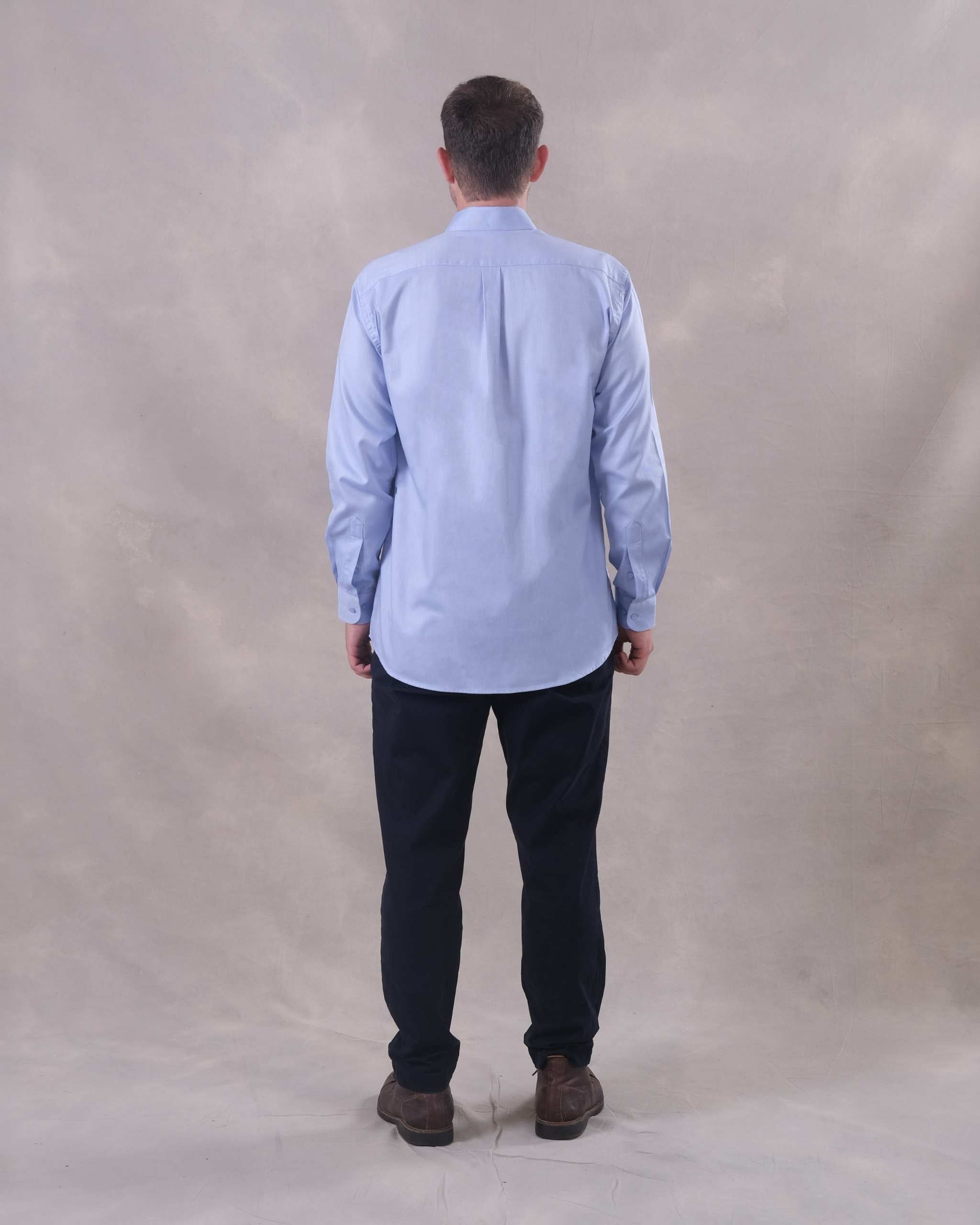 Camisa Celeste Oxford 100% Pima-Incluye Caja Premium Qenido