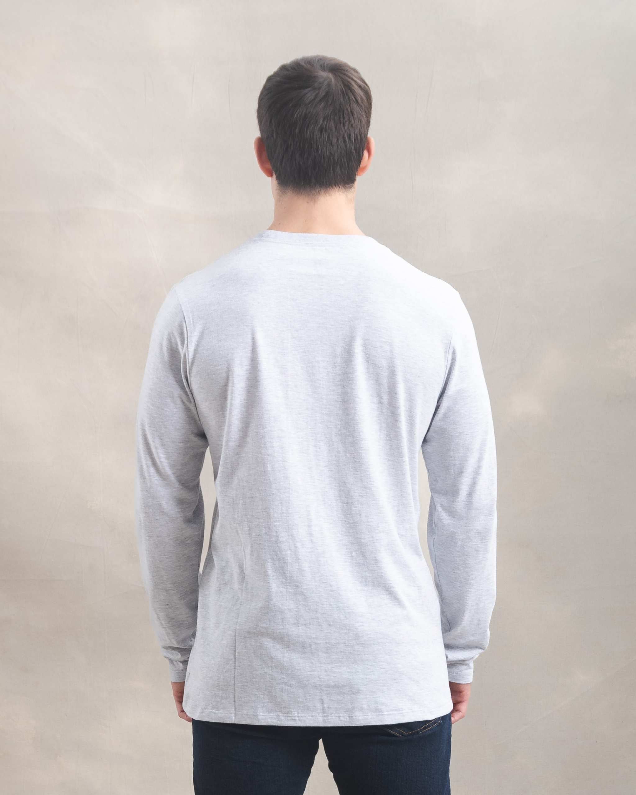 Polo Manga Larga Gris Melange 100% Soft Pima