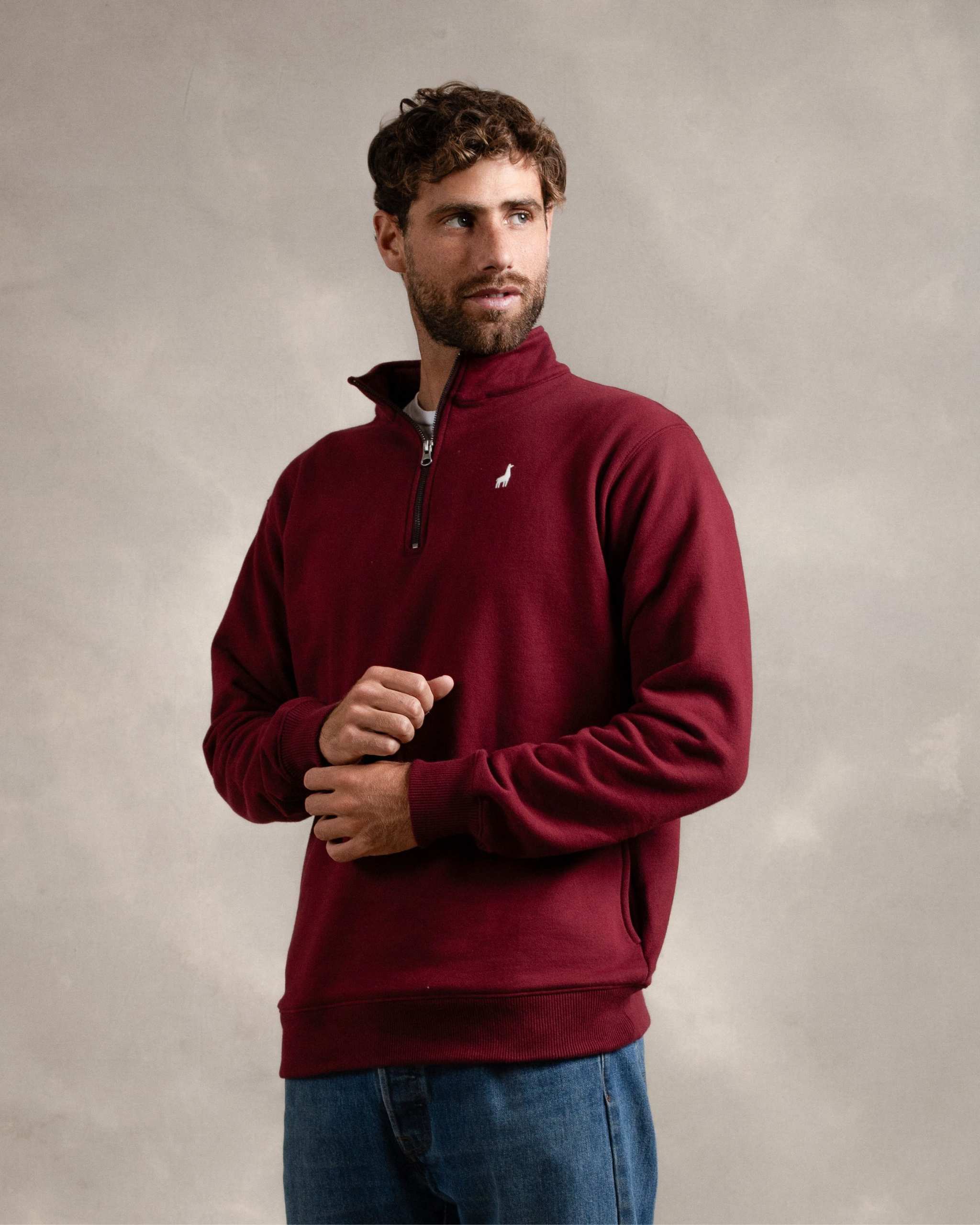 Polera Quarter Zip Guinda