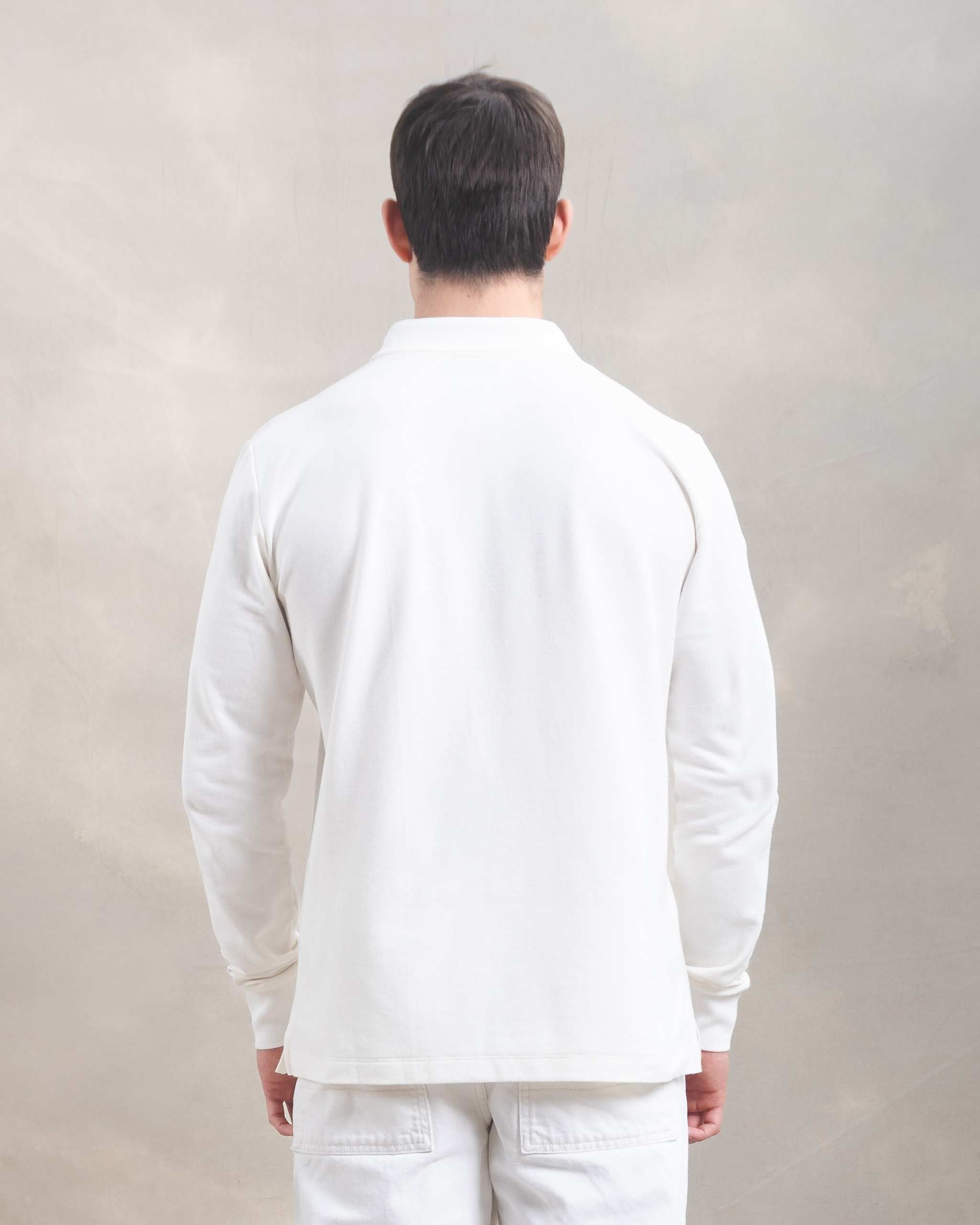 Polo Piqué Manga Larga Blanco Marfil