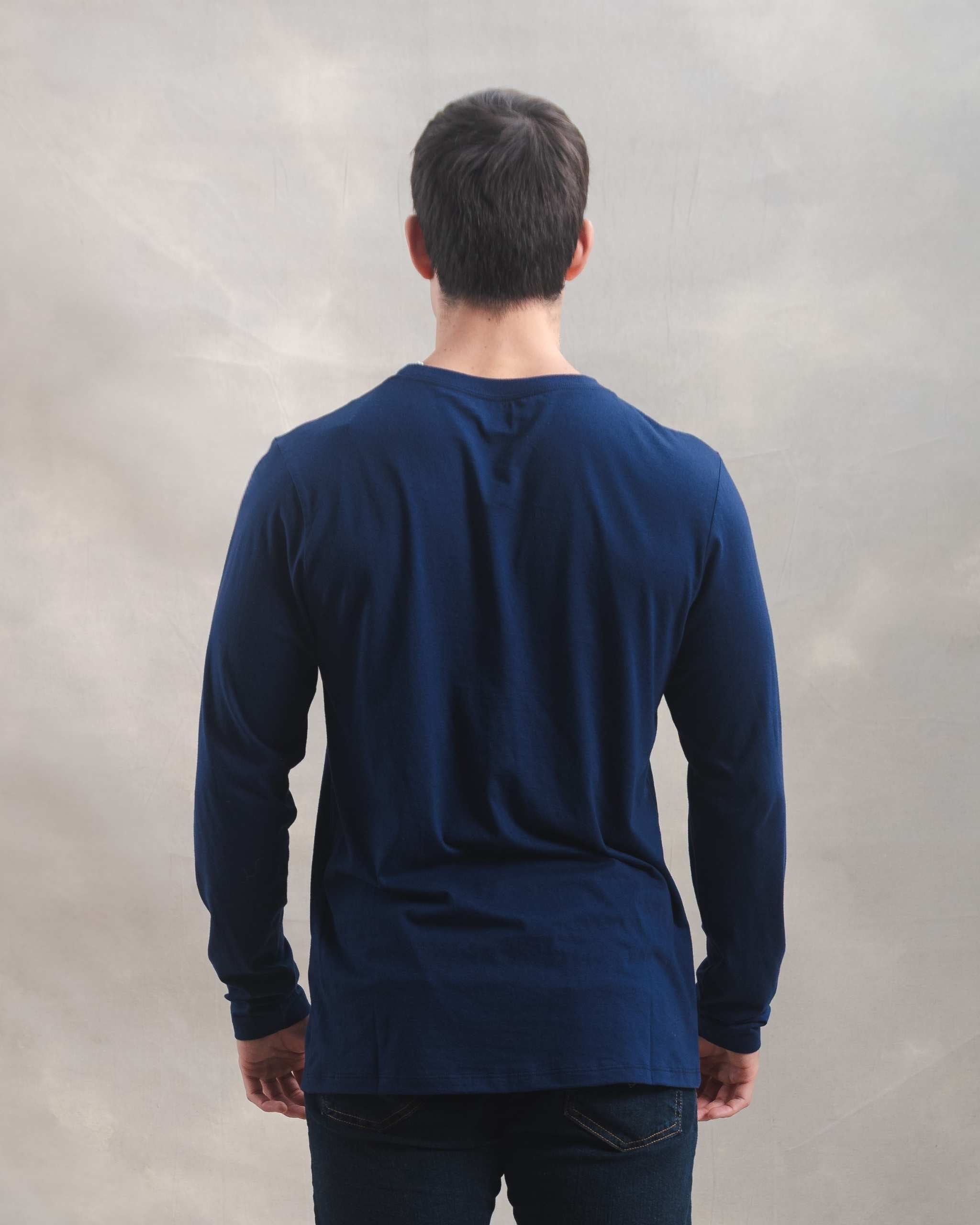 Polo Manga Larga Azul 100% Soft Pima