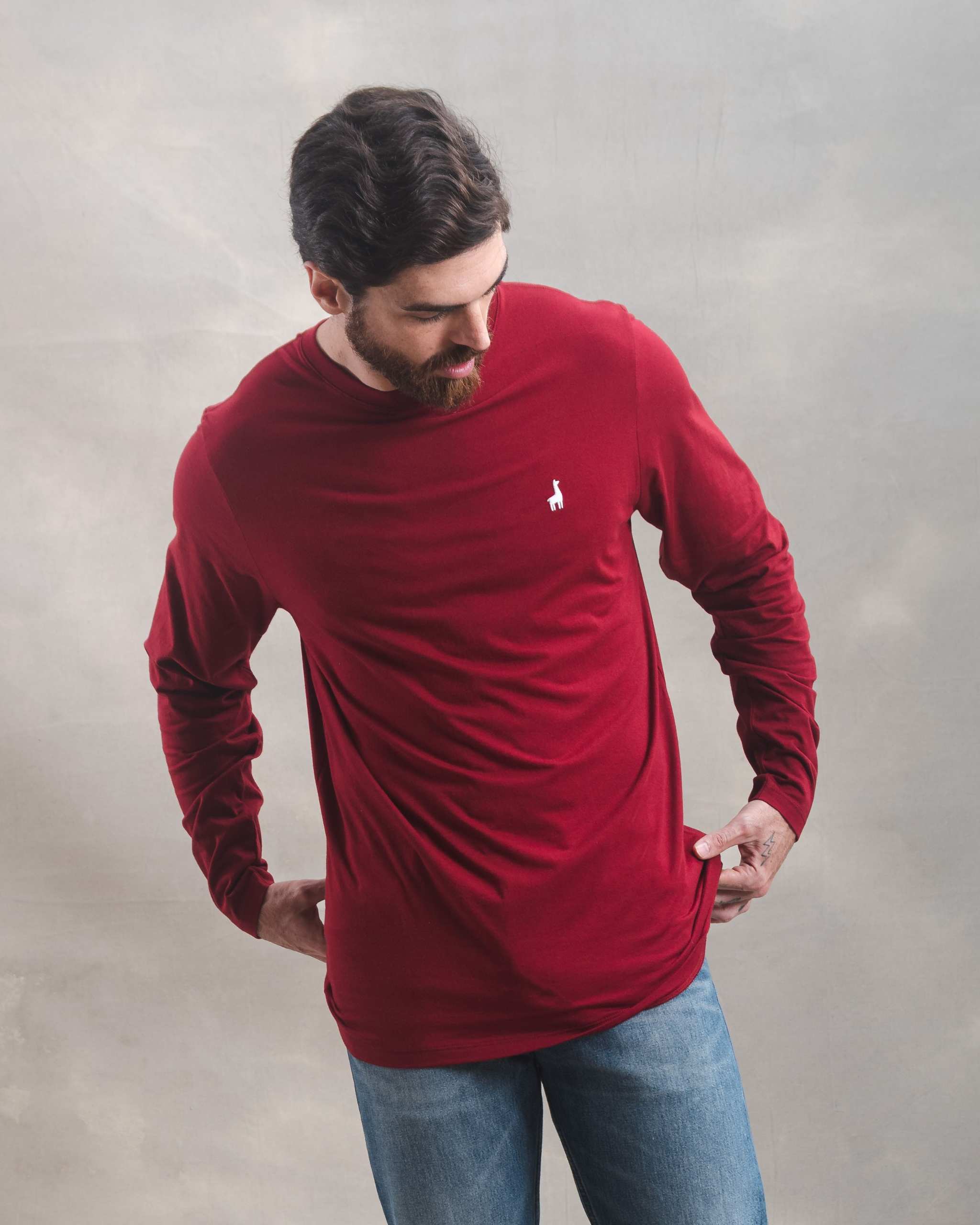 Polo Manga Larga Guinda 100% Soft Pima