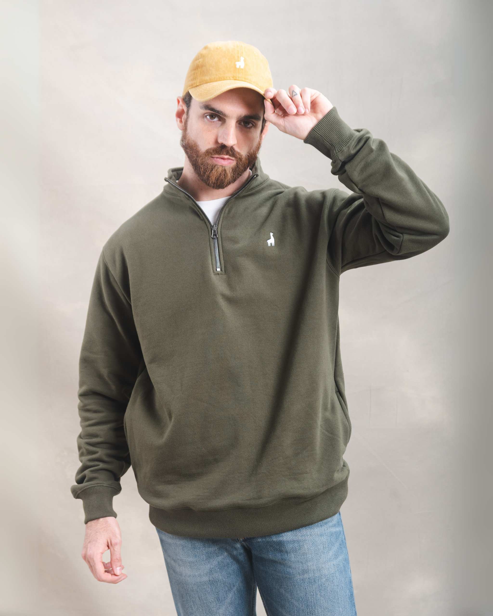 Polera Quarter Zip Verde Militar