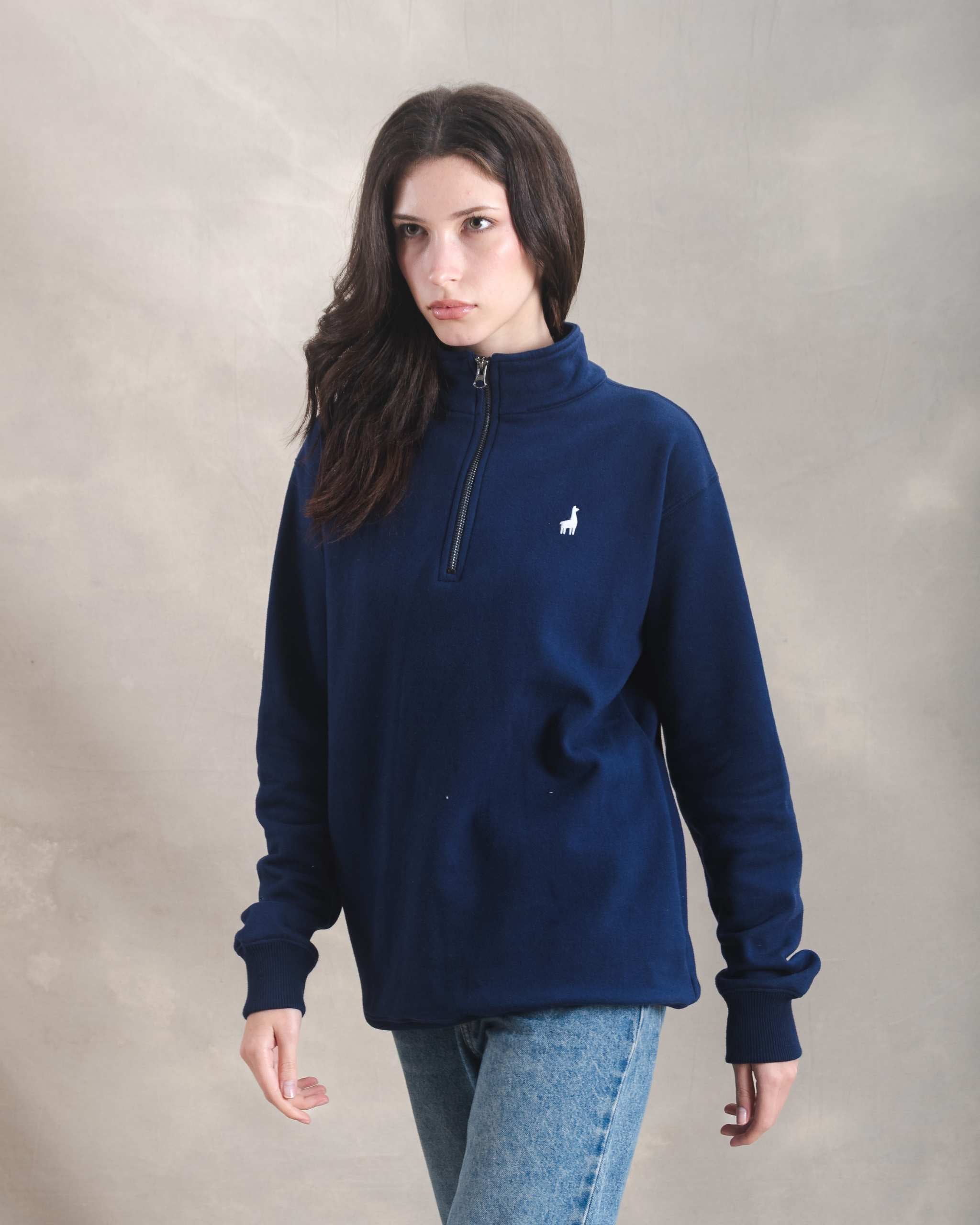 Polera Quarter Zip Azul